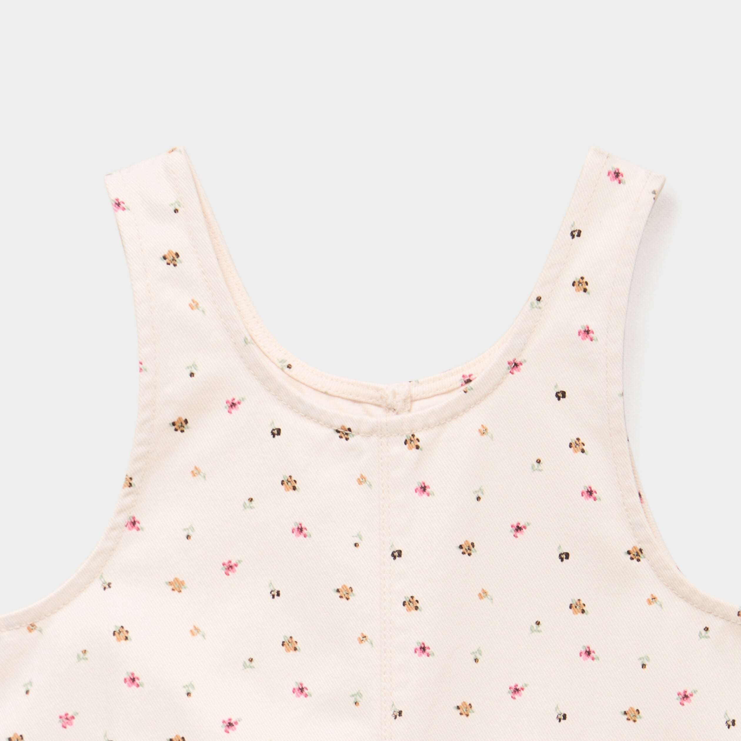 Robe chasuble courte sans manches coton beige fille