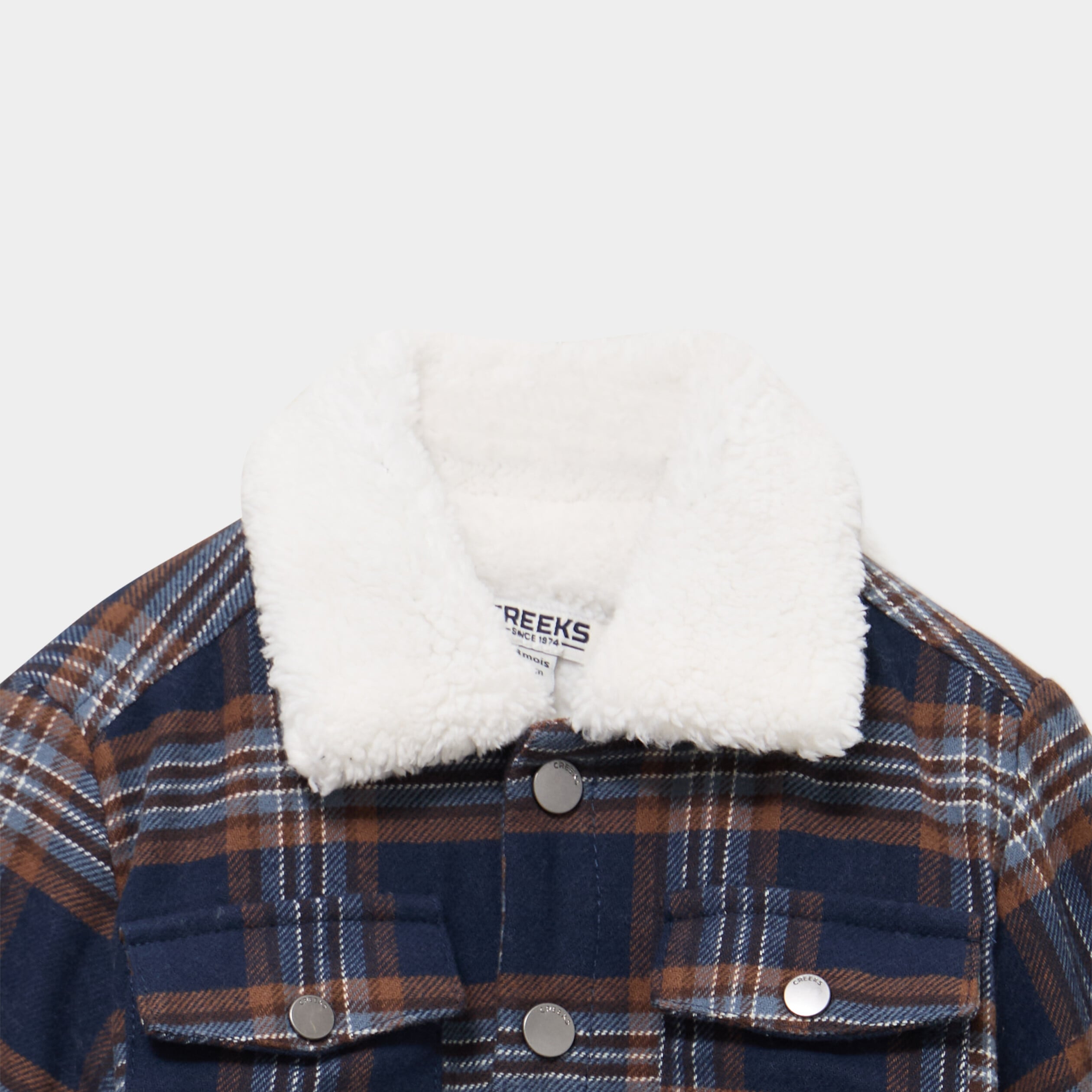 Veste doubl&eacute;e boutonn&eacute;e col aviateur bleu b&eacute;b&eacute; gar&ccedil;on