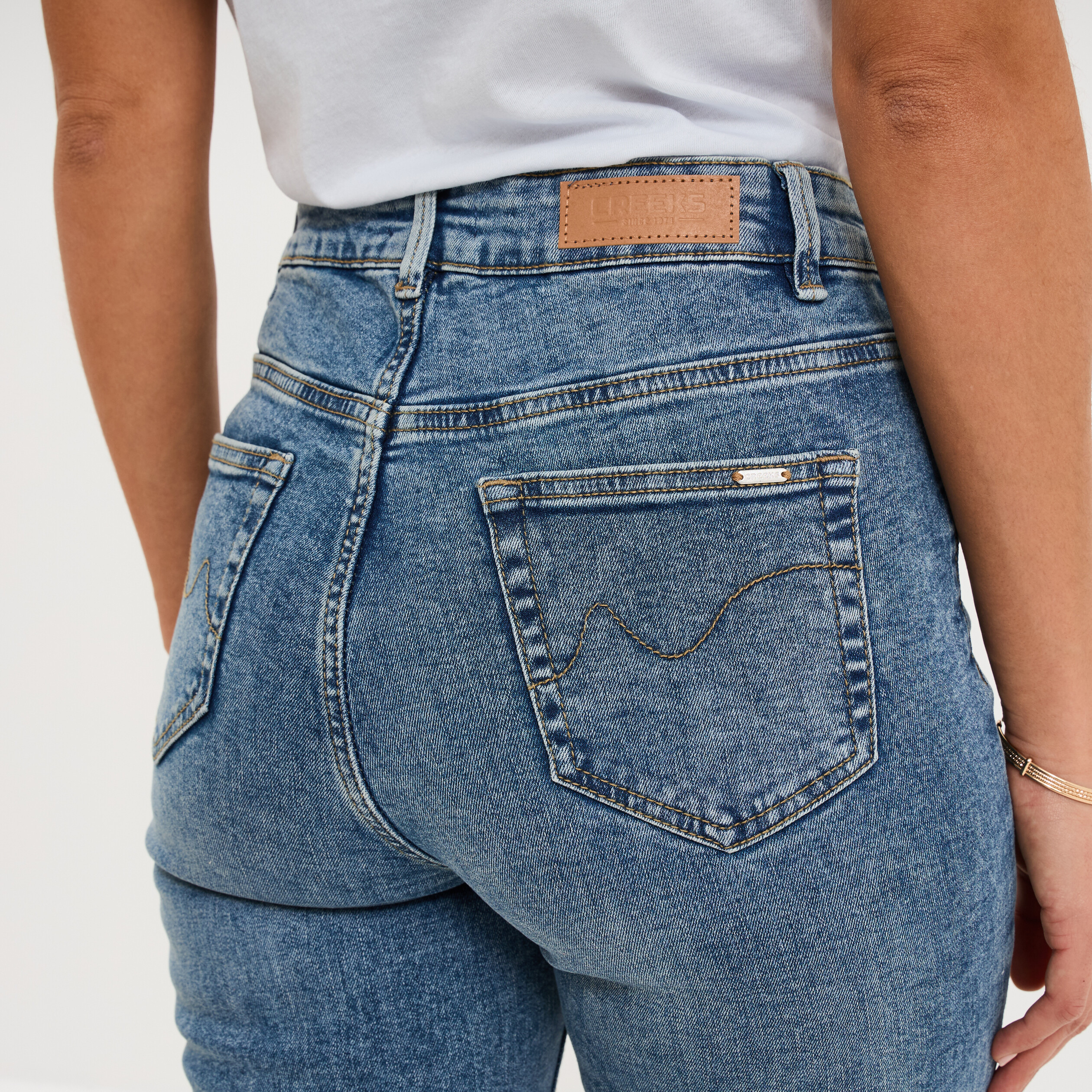 Jeans regular 5 poches coton denim stone femme