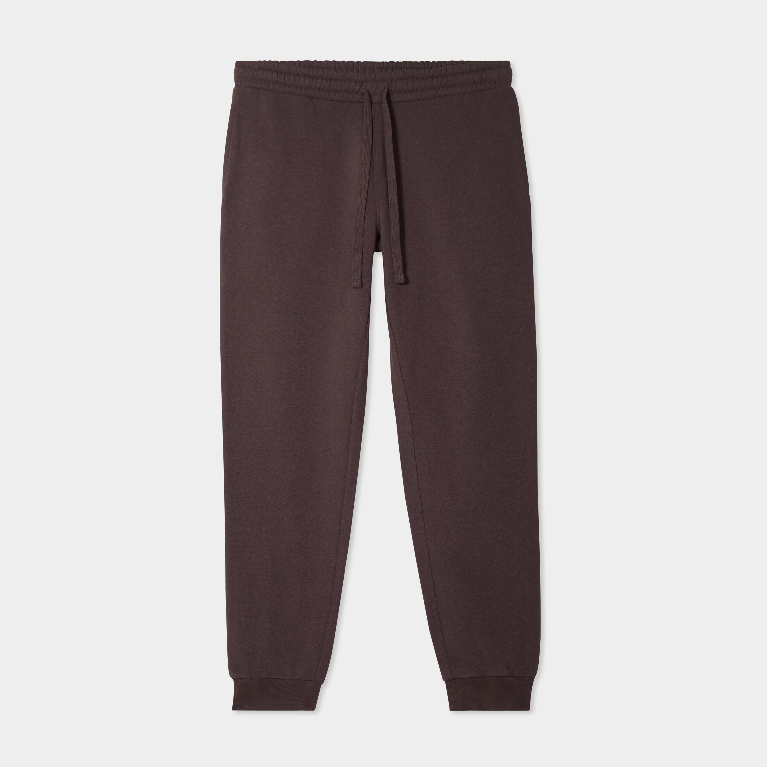 Pantalon jogging droit molleton marron foncé homme