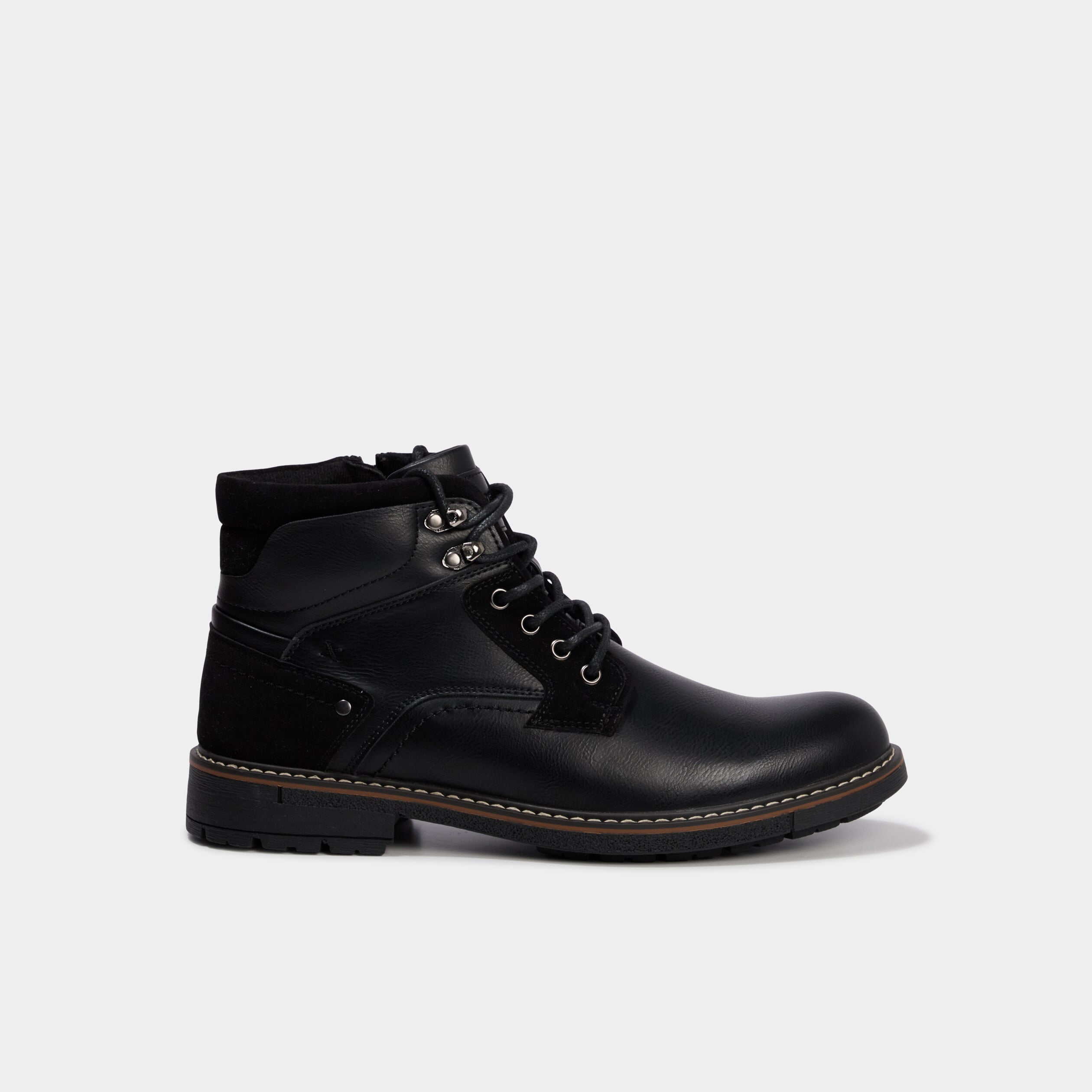 Bottines montantes zipp&eacute;es crant&eacute;es noir homme