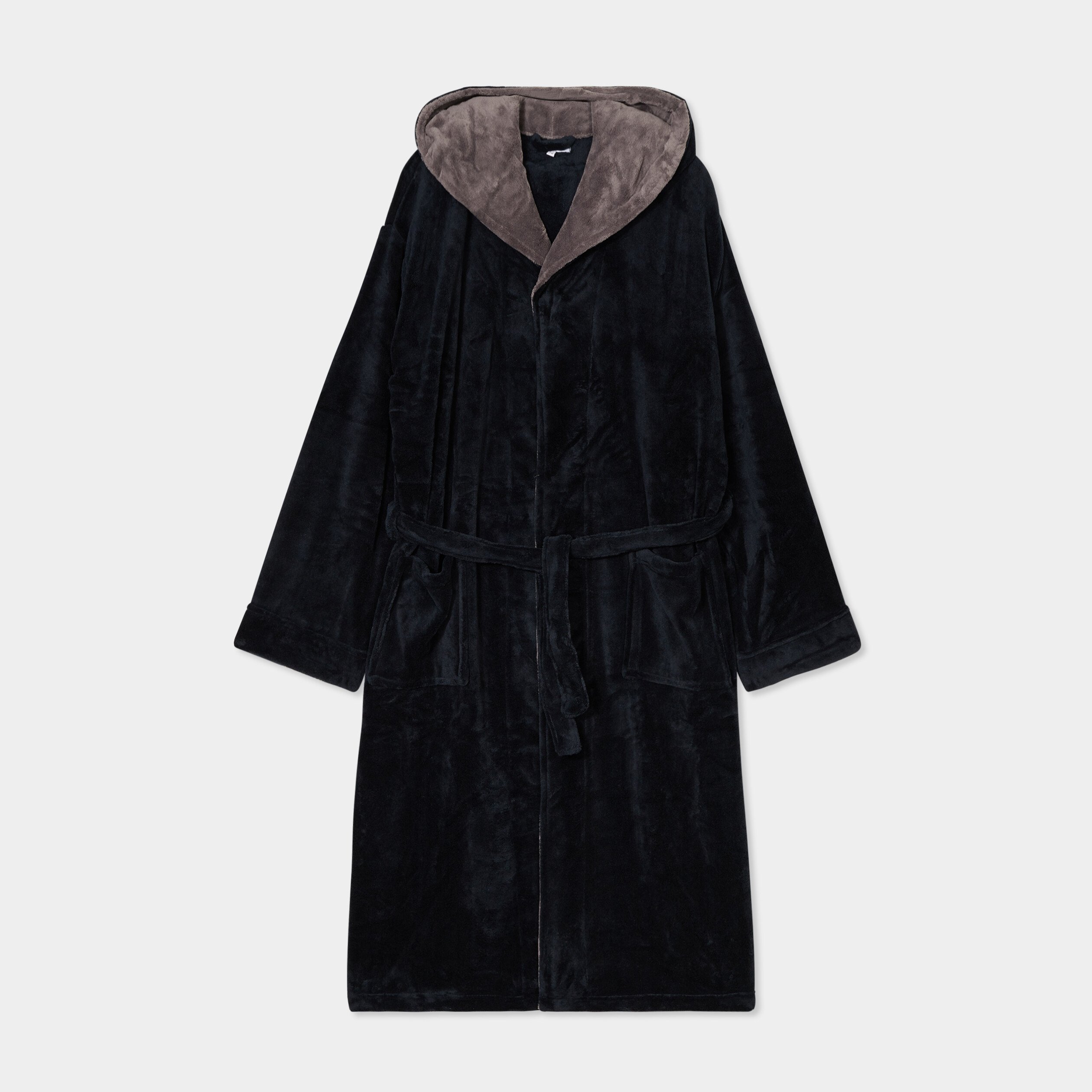 Peignoir long col châle noir homme