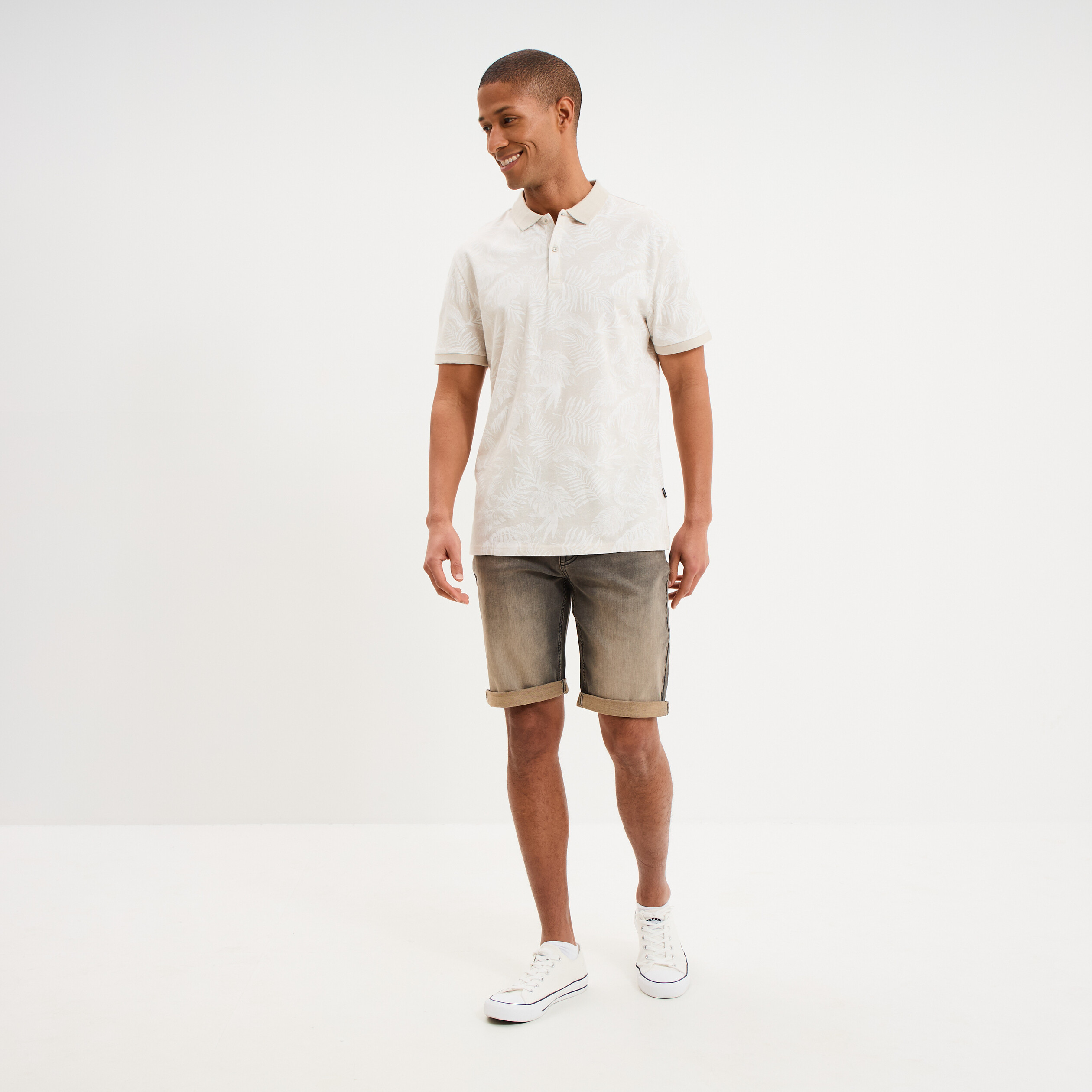 Polo jersey droit manches courtes coton gris homme