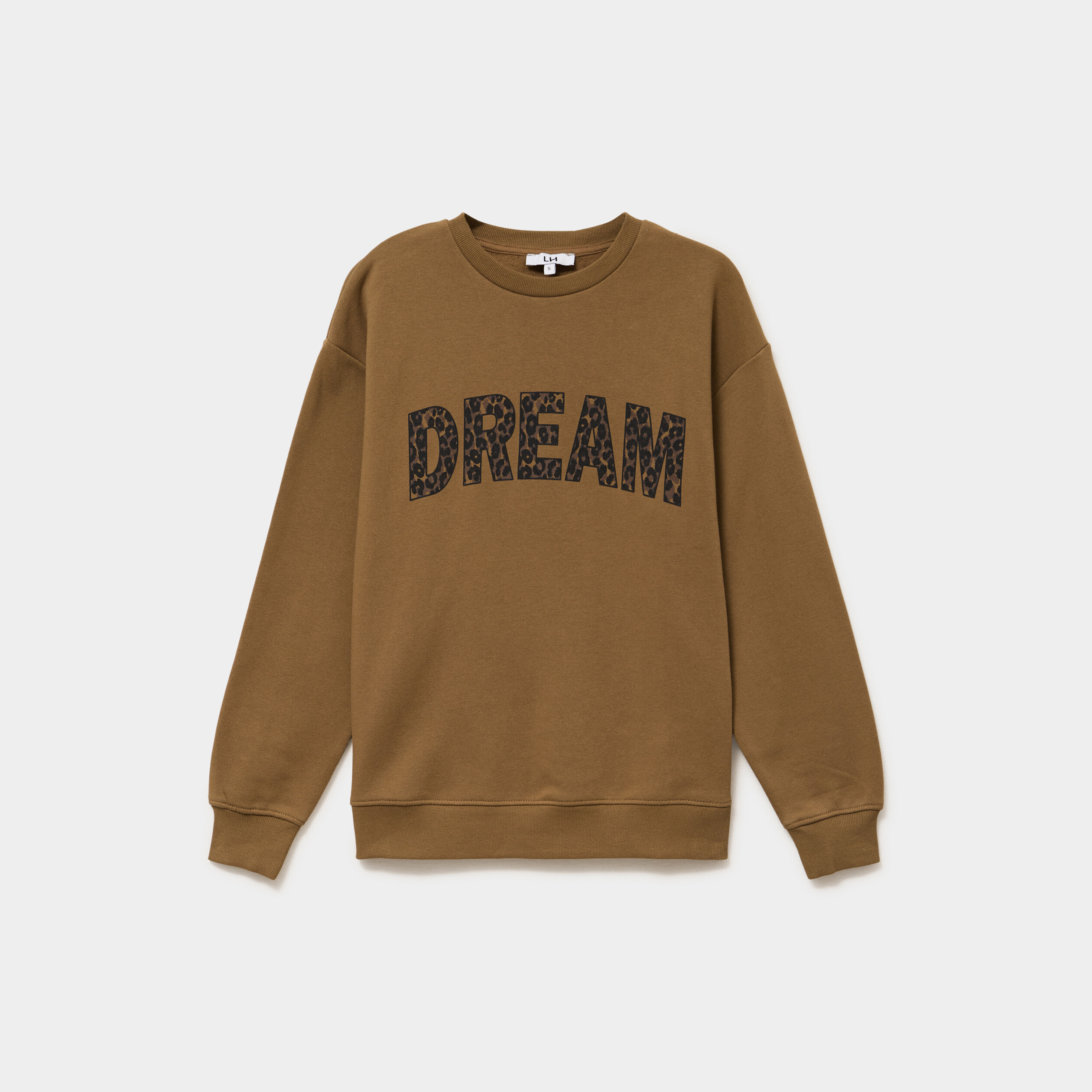 Sweat col rond manches longues beige femme
