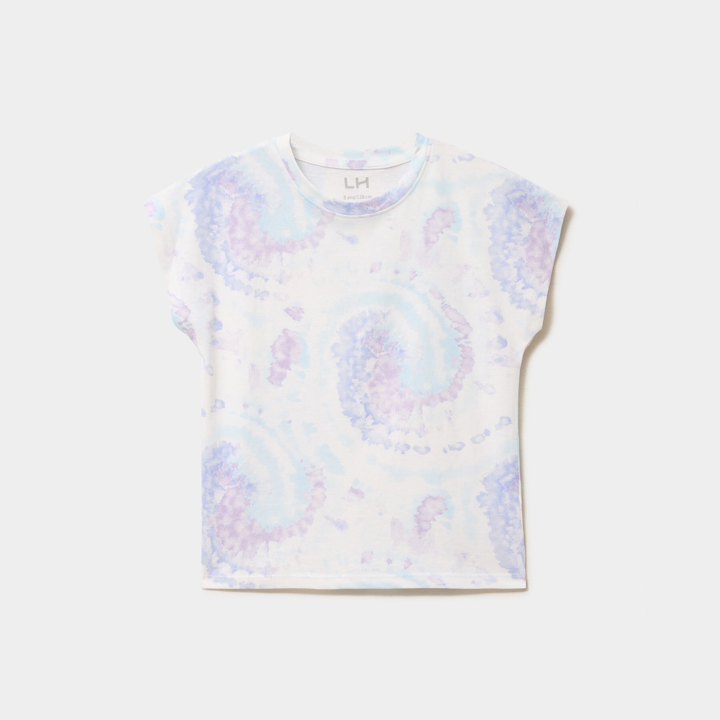 T-shirt manches courtes coton bleu pastel fille