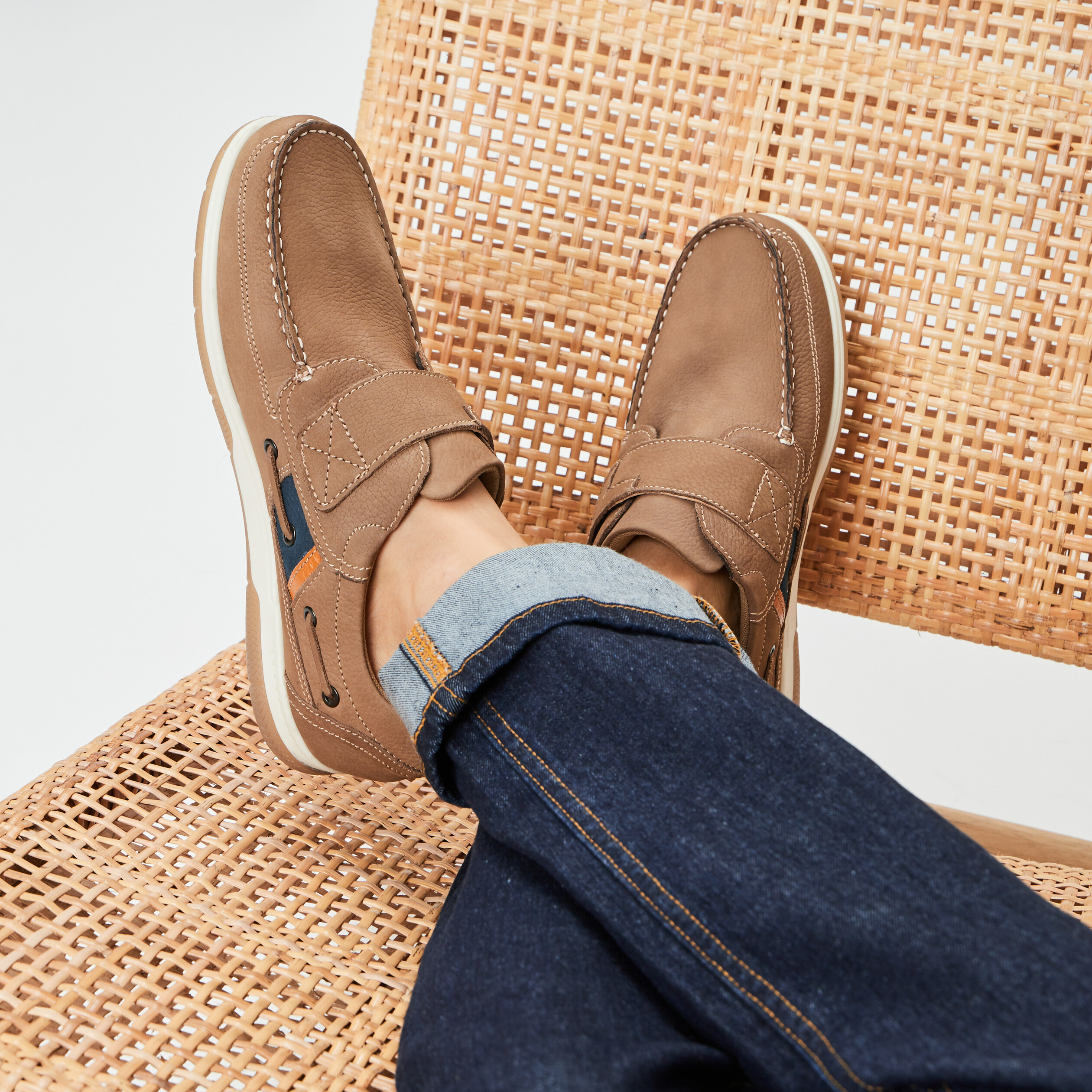 chaussures bateau a scratch en cuir sable homme Chaussures bateau à scratch en cuir sable homme