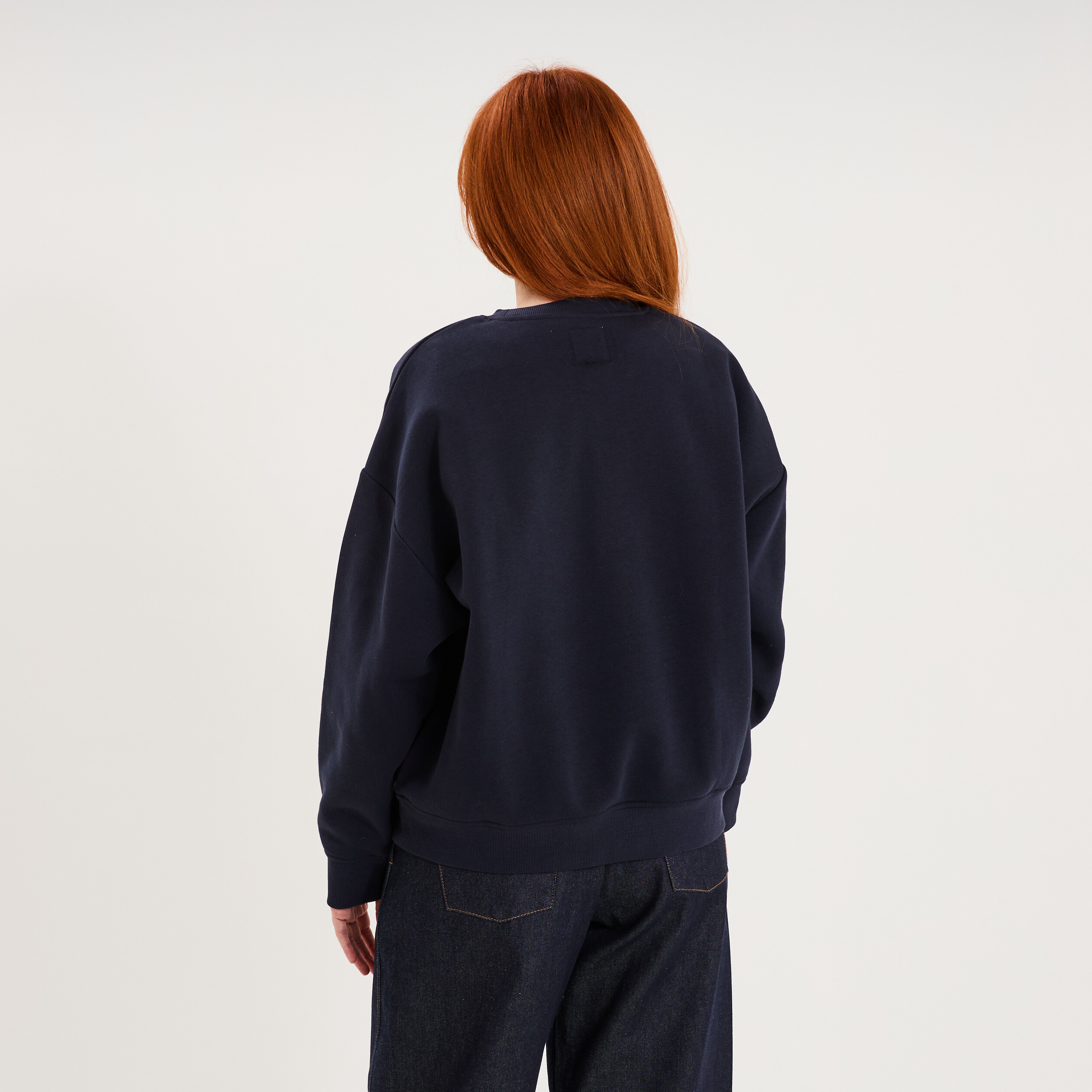 Sweat col rond logo oversize bleu fonc&eacute; femme