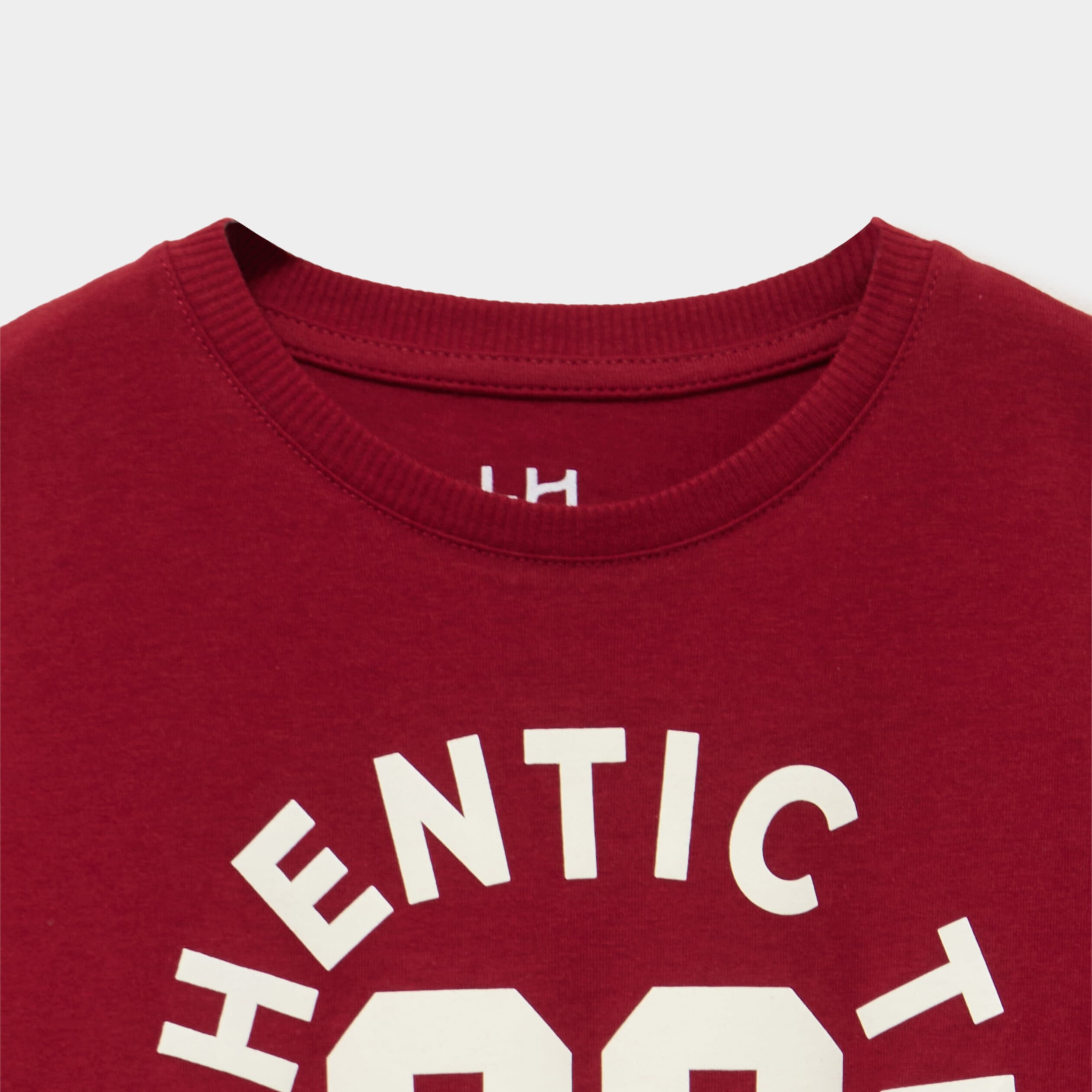 T-shirt manches longues coton rouge fonc&eacute; gar&ccedil;on