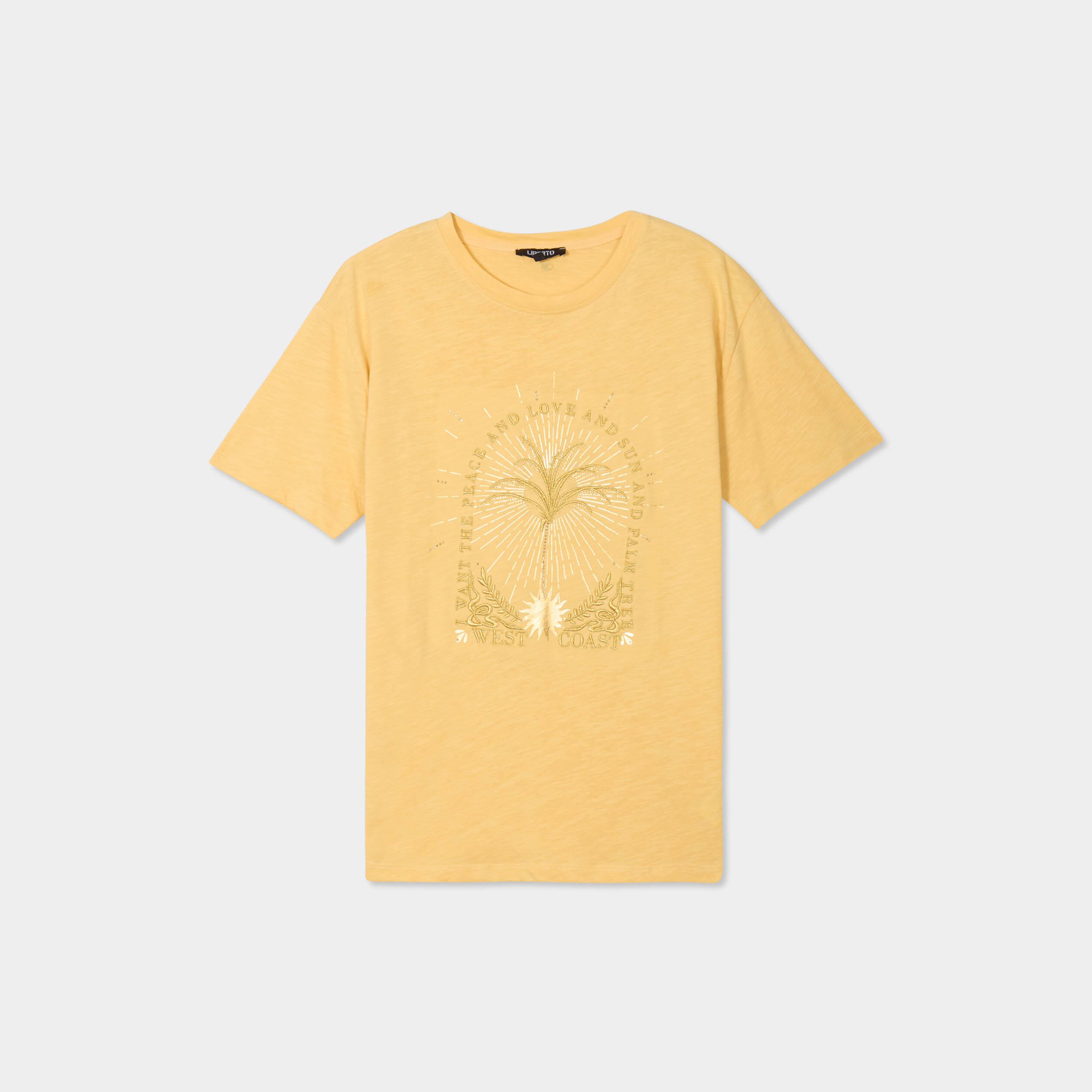 t shirt droit manches courtes col rond jaune clair femme T-shirt droit manches courtes col rond jaune clair femme