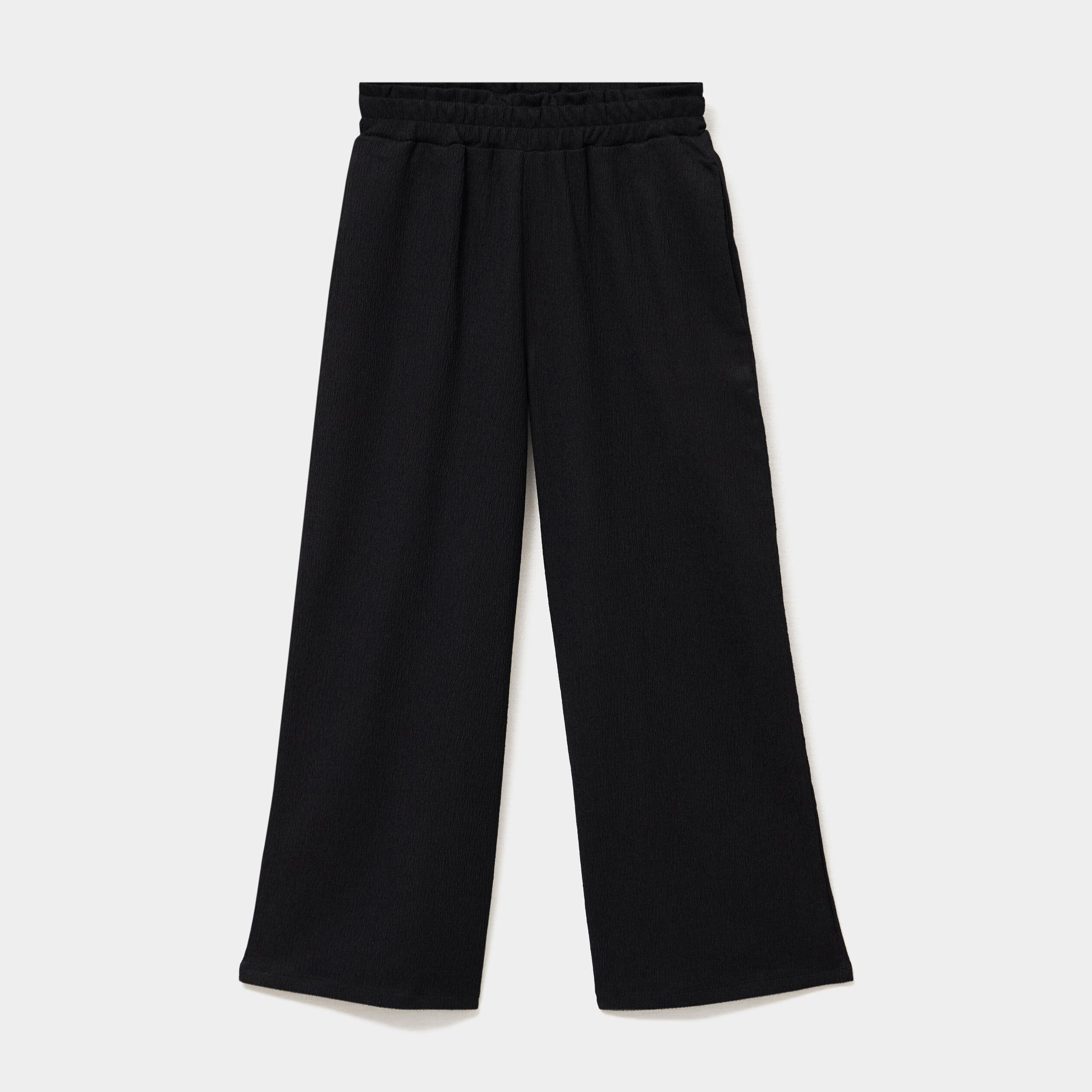 Pantalon droit taille &eacute;lastiqu&eacute;e noir fille