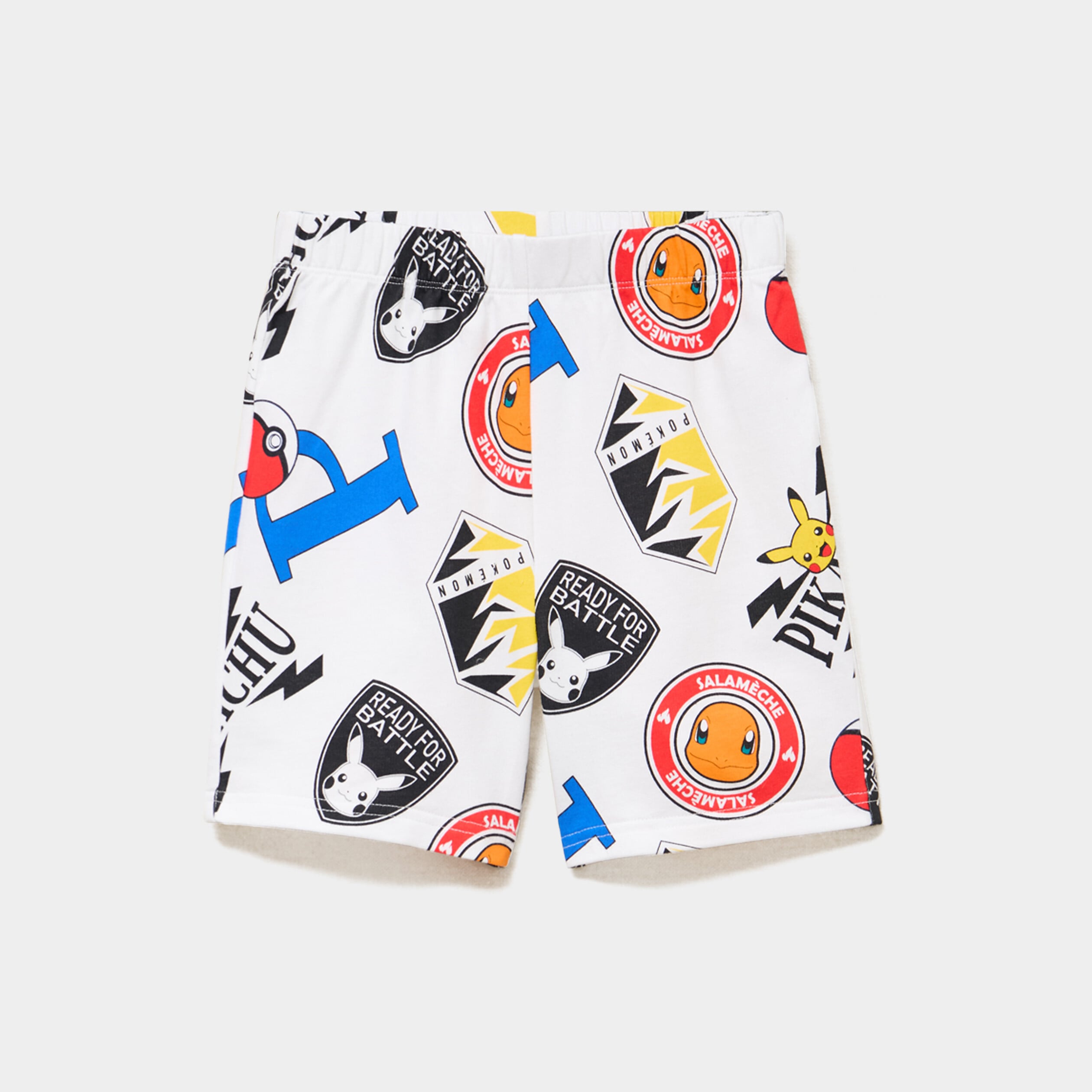Short droit coton Pok&eacute;mon blanc gar&ccedil;on