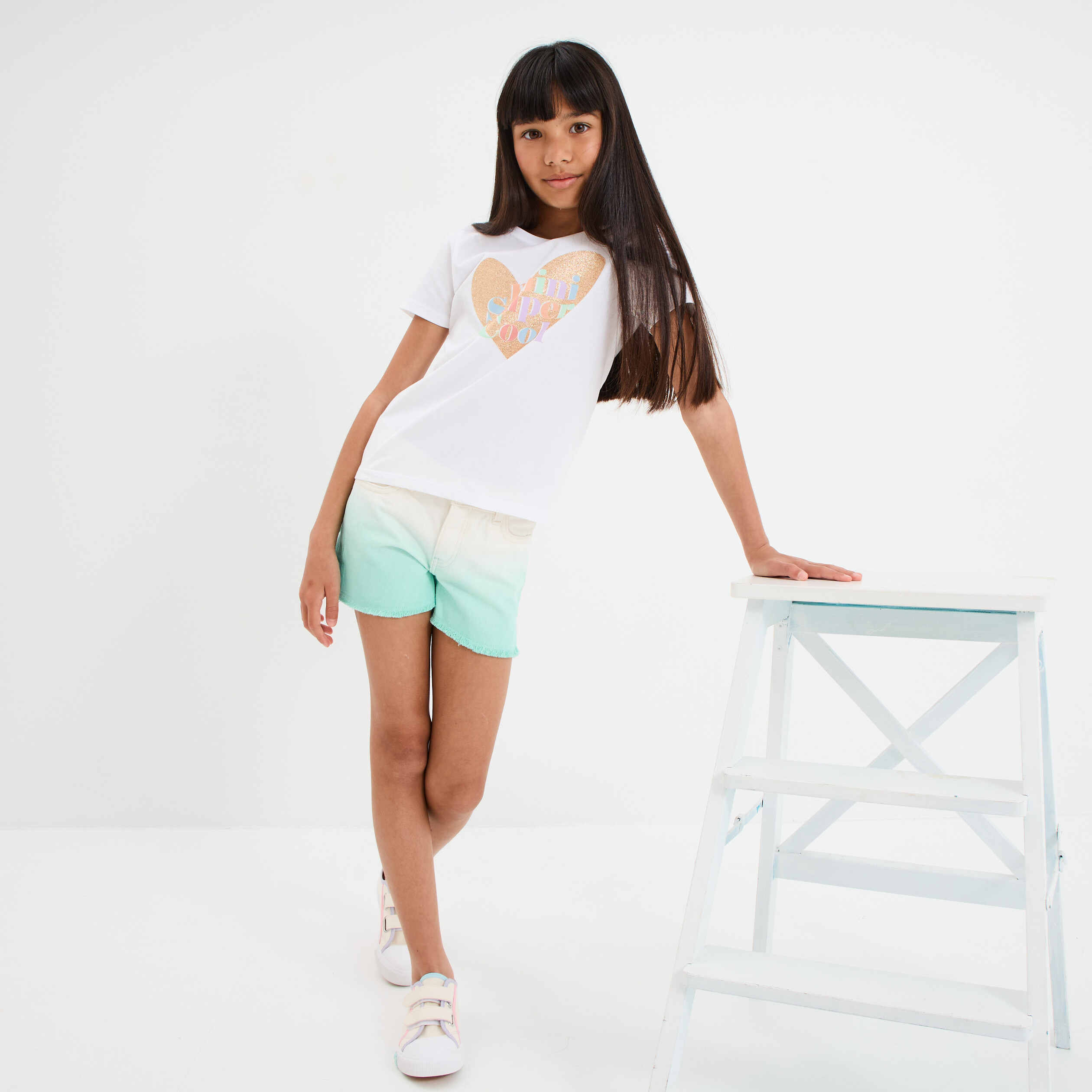 Short droit 5 poches Creeks bleu clair fille