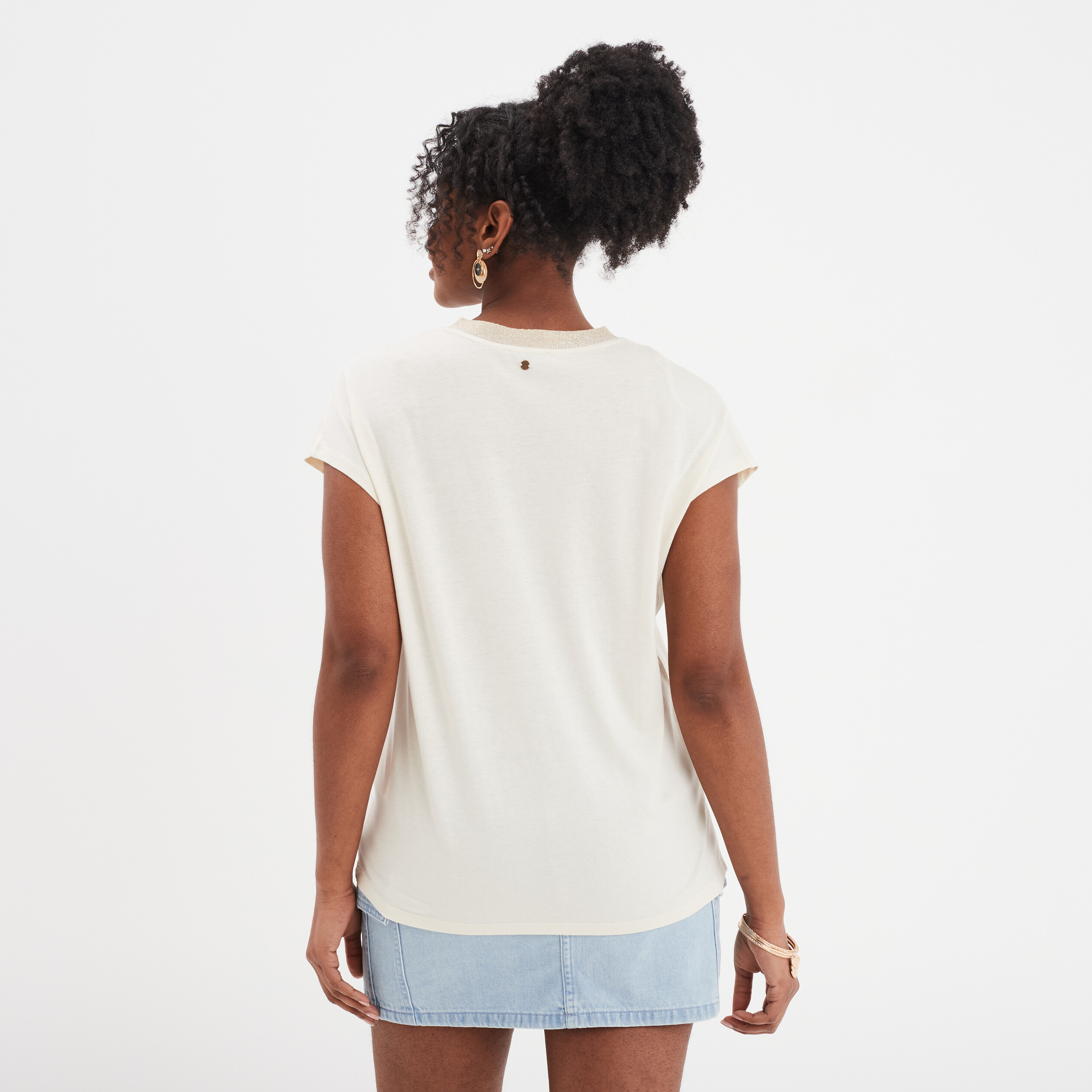 t shirt col en v manches courtes liberto ecru femme T-shirt col en V manches courtes liberto ecru femme