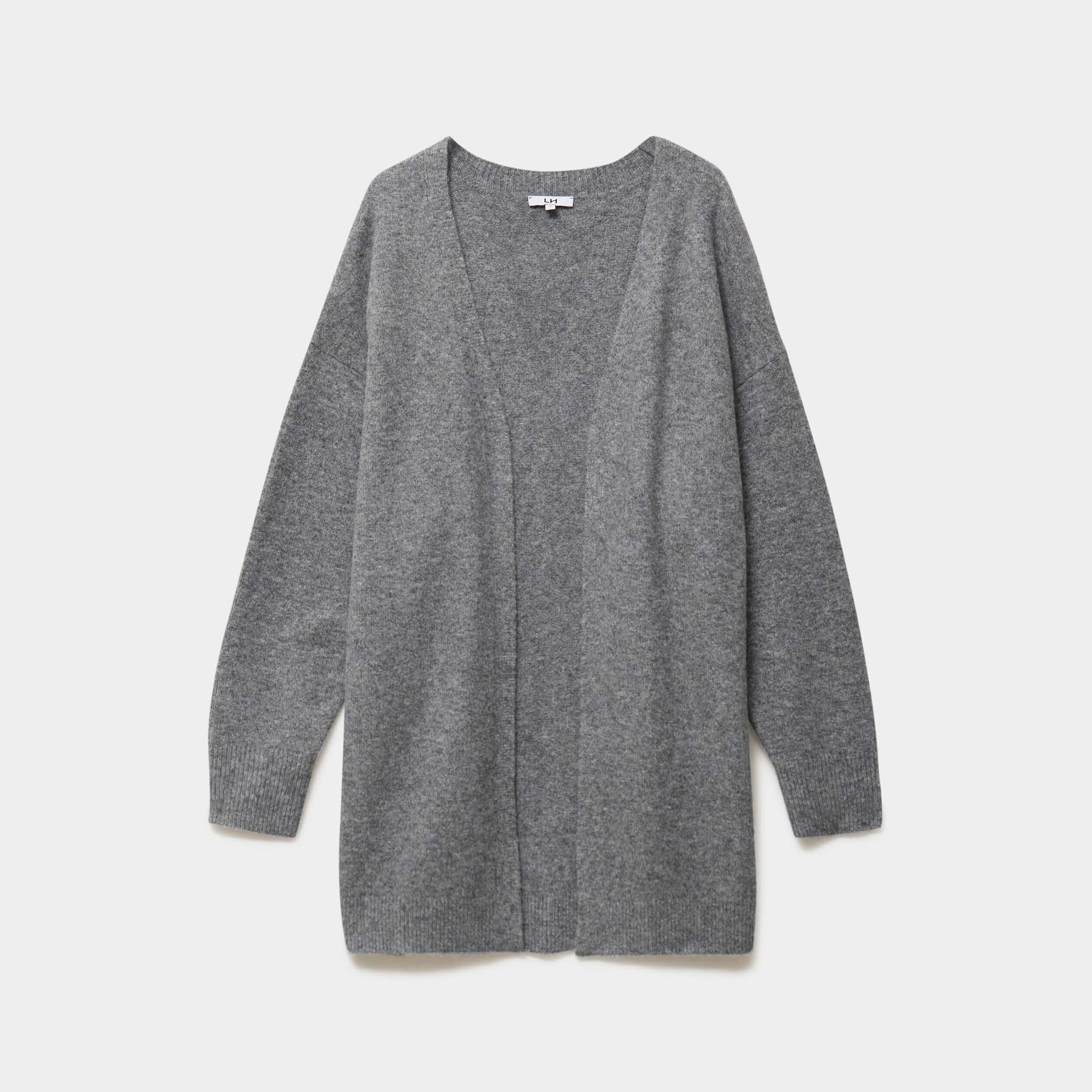 Gilet long ample manches longues gris femme