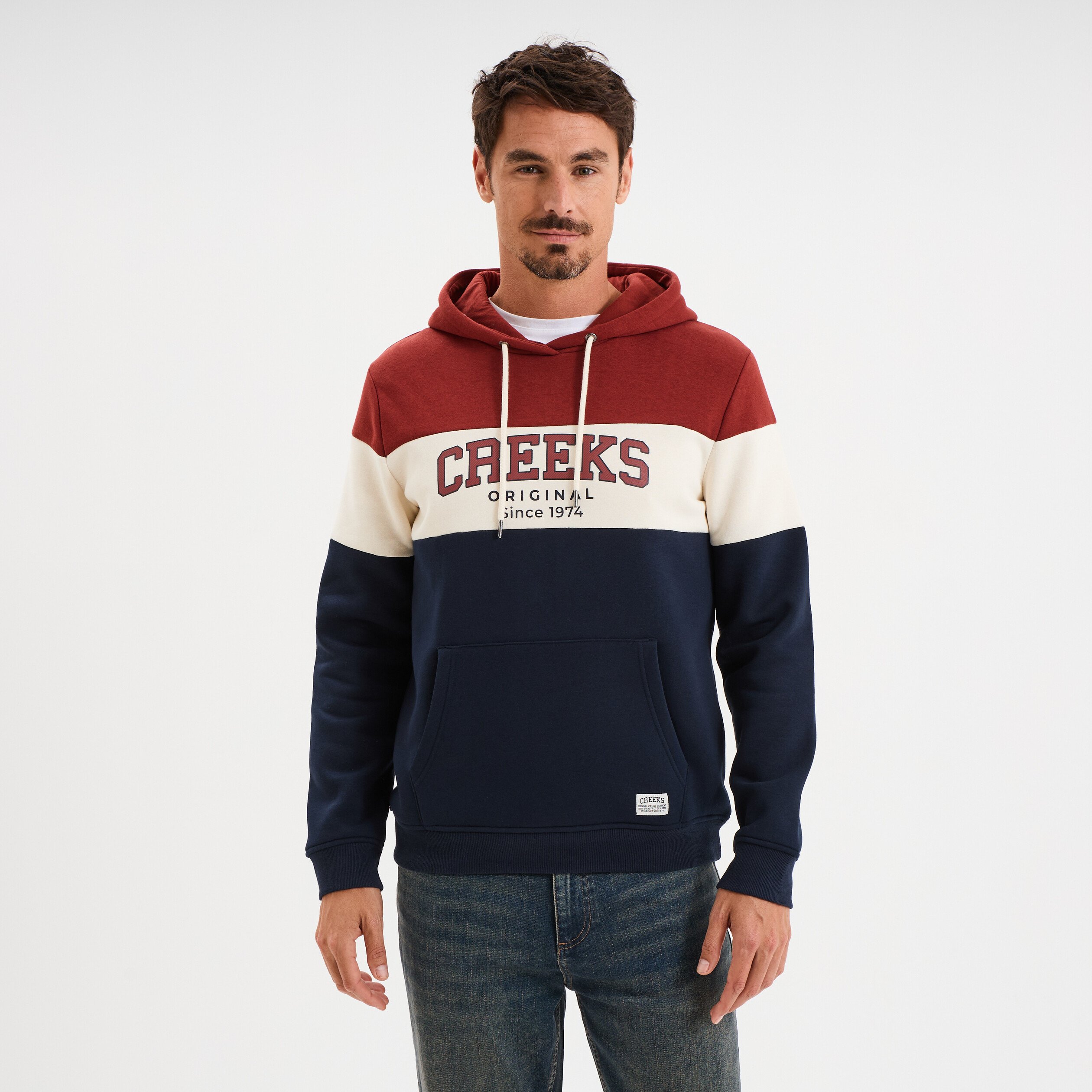 sweat hoodie manches longues a capuche rouge fonce homme Sweat hoodie manches longues à capuche rouge foncé homme