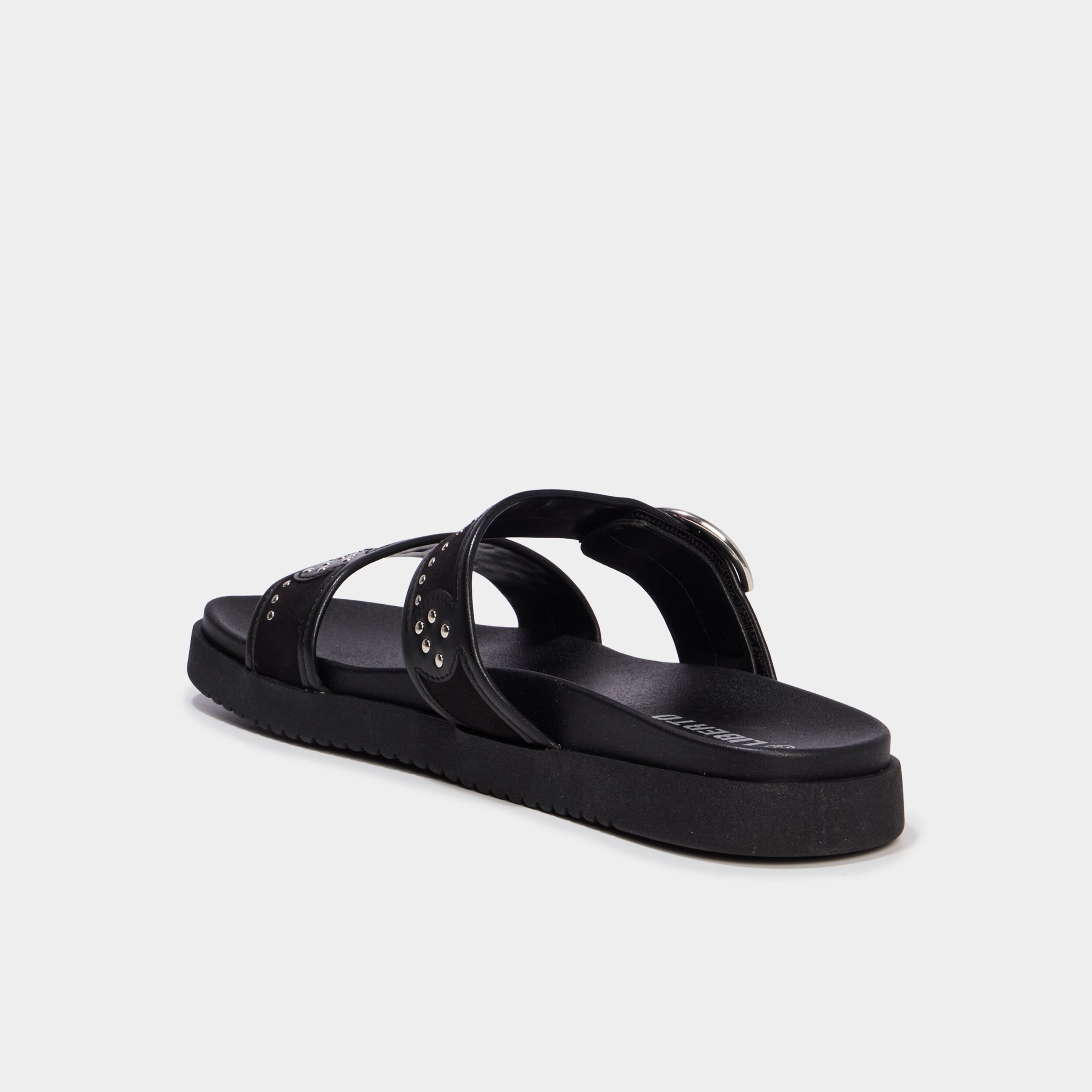 Mules avec brides &agrave; clous noir femme