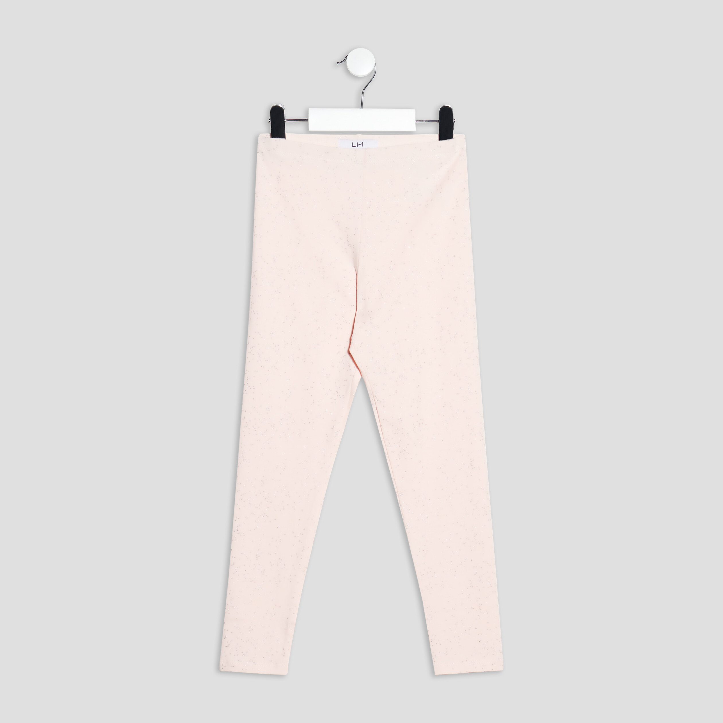 legging long elastique coton rose clair fille Legging long élastiqué coton rose clair fille