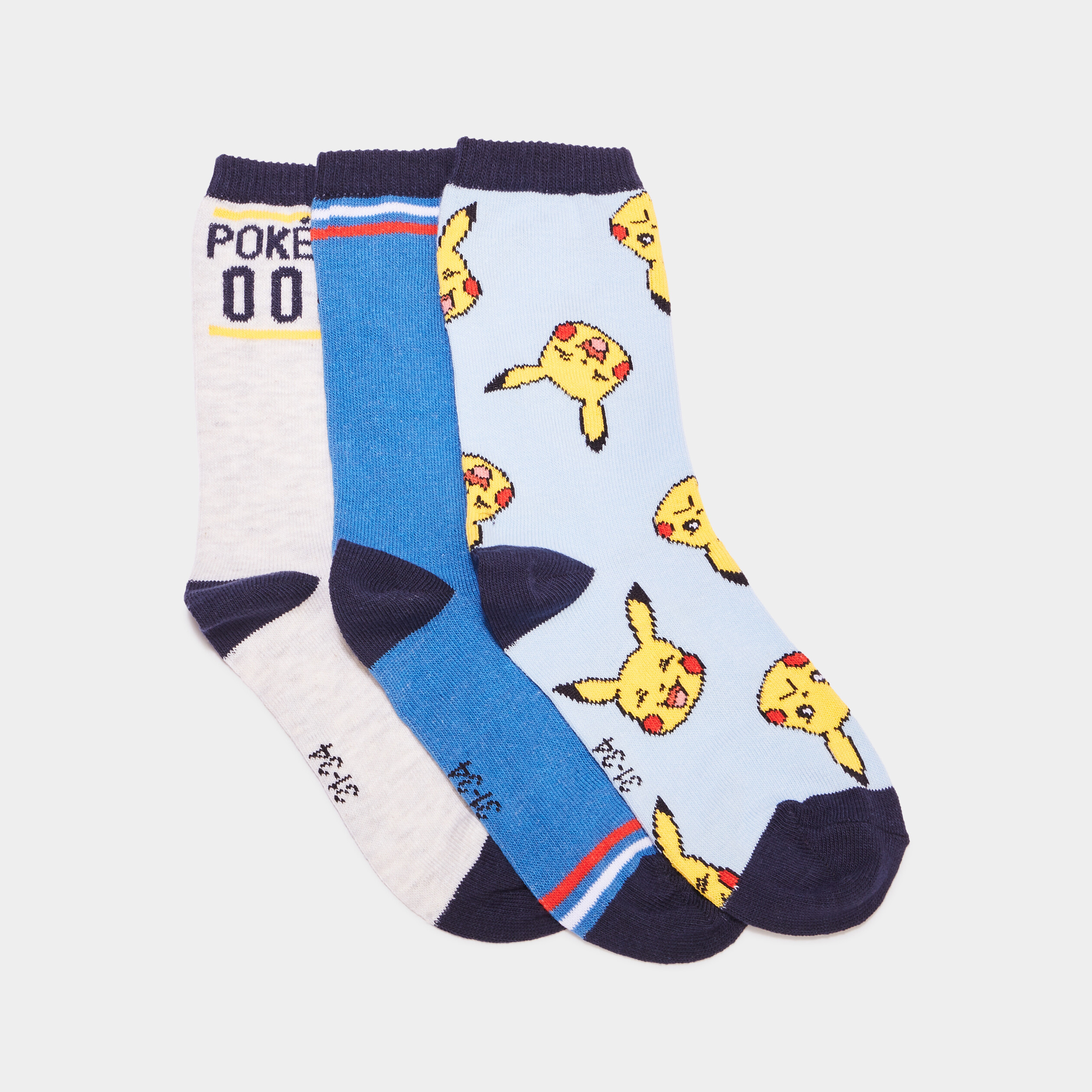 lot 3 paires chaussettes pokemon pikachu bleu garcon Lot 3 paires chaussettes Pokémon Pikachu bleu garçon