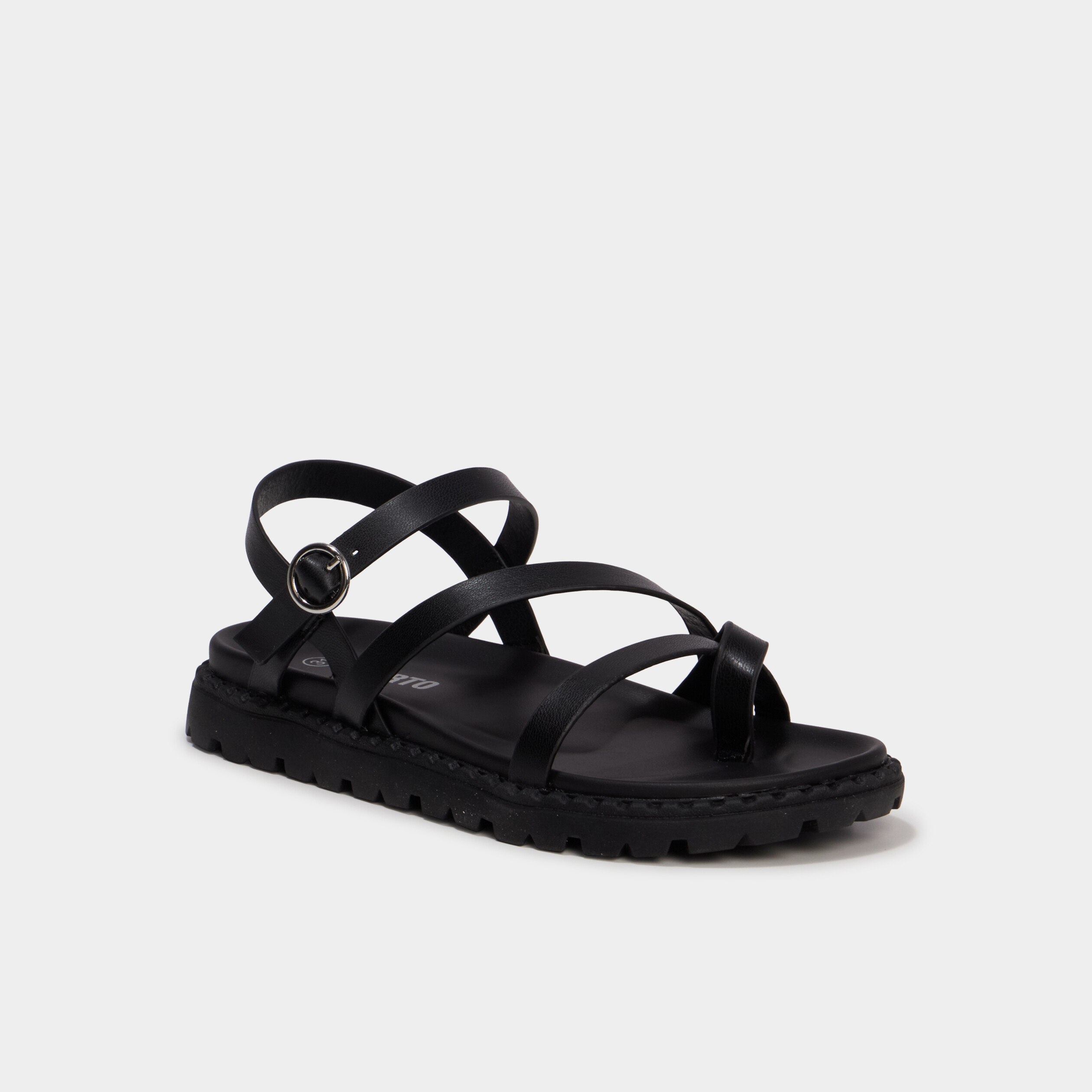 Sandales semelles &eacute;paisses noir fille