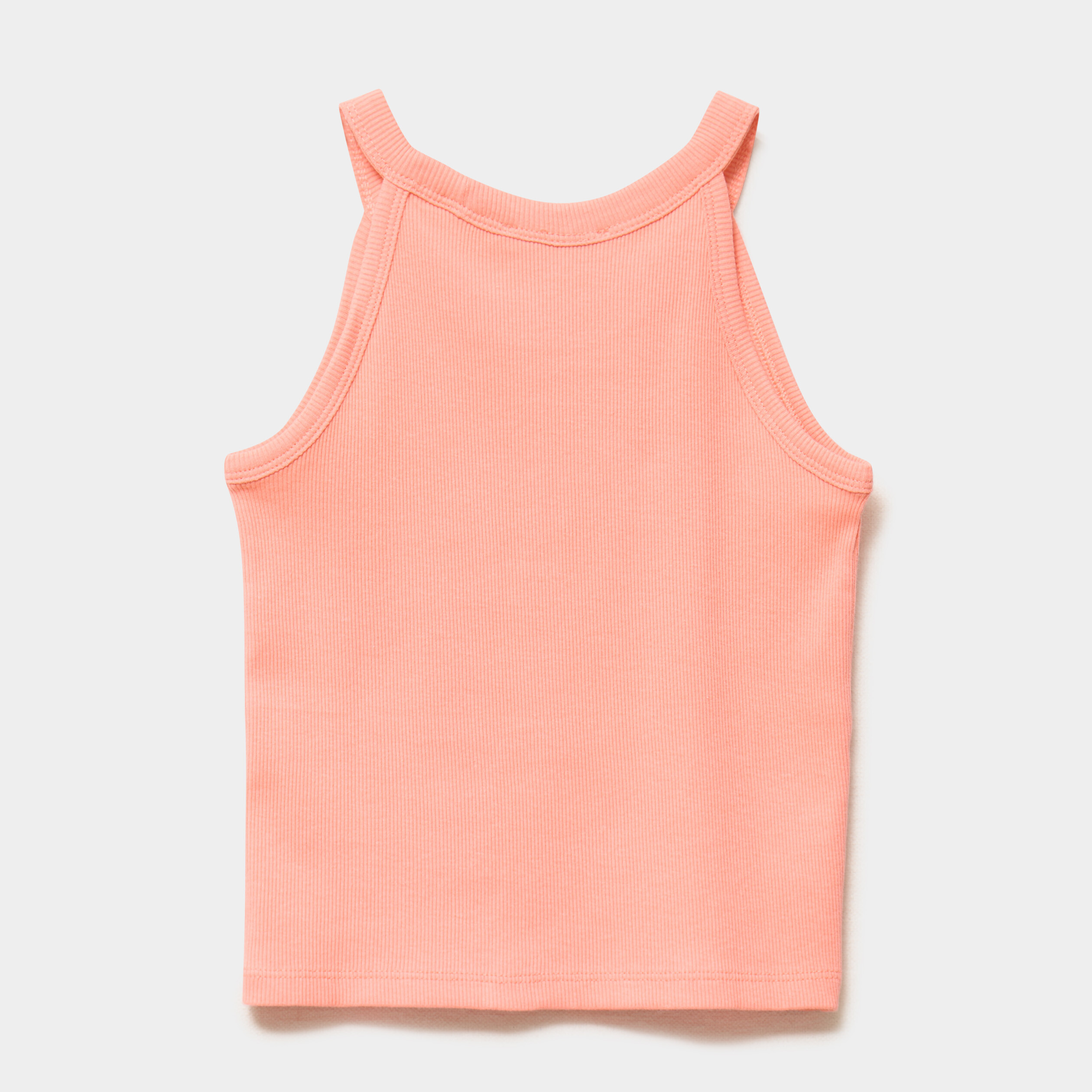 D&eacute;bardeur c&ocirc;tel&eacute; col rond coton orange corail fille