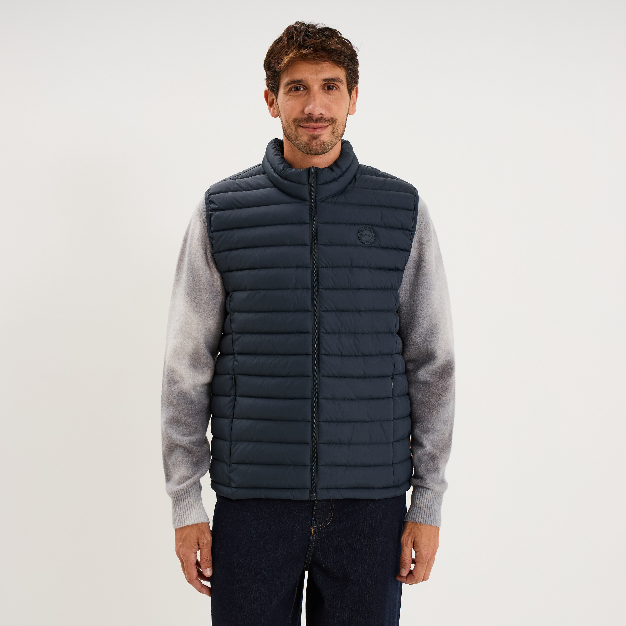 Doudoune sans manches l&eacute;g&egrave;re d&eacute;perlante bleu marine homme