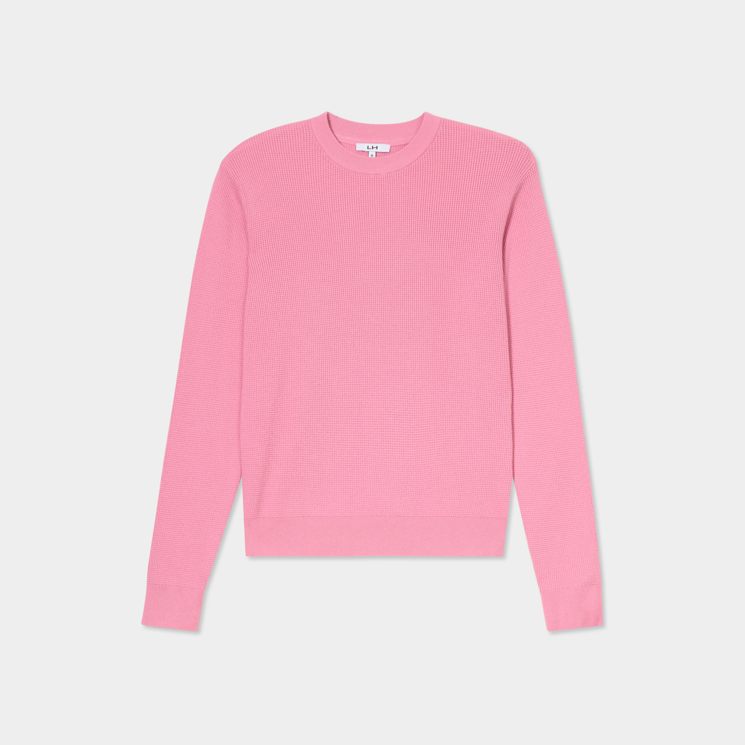 Pull en maille textur&eacute;e col rond rose homme