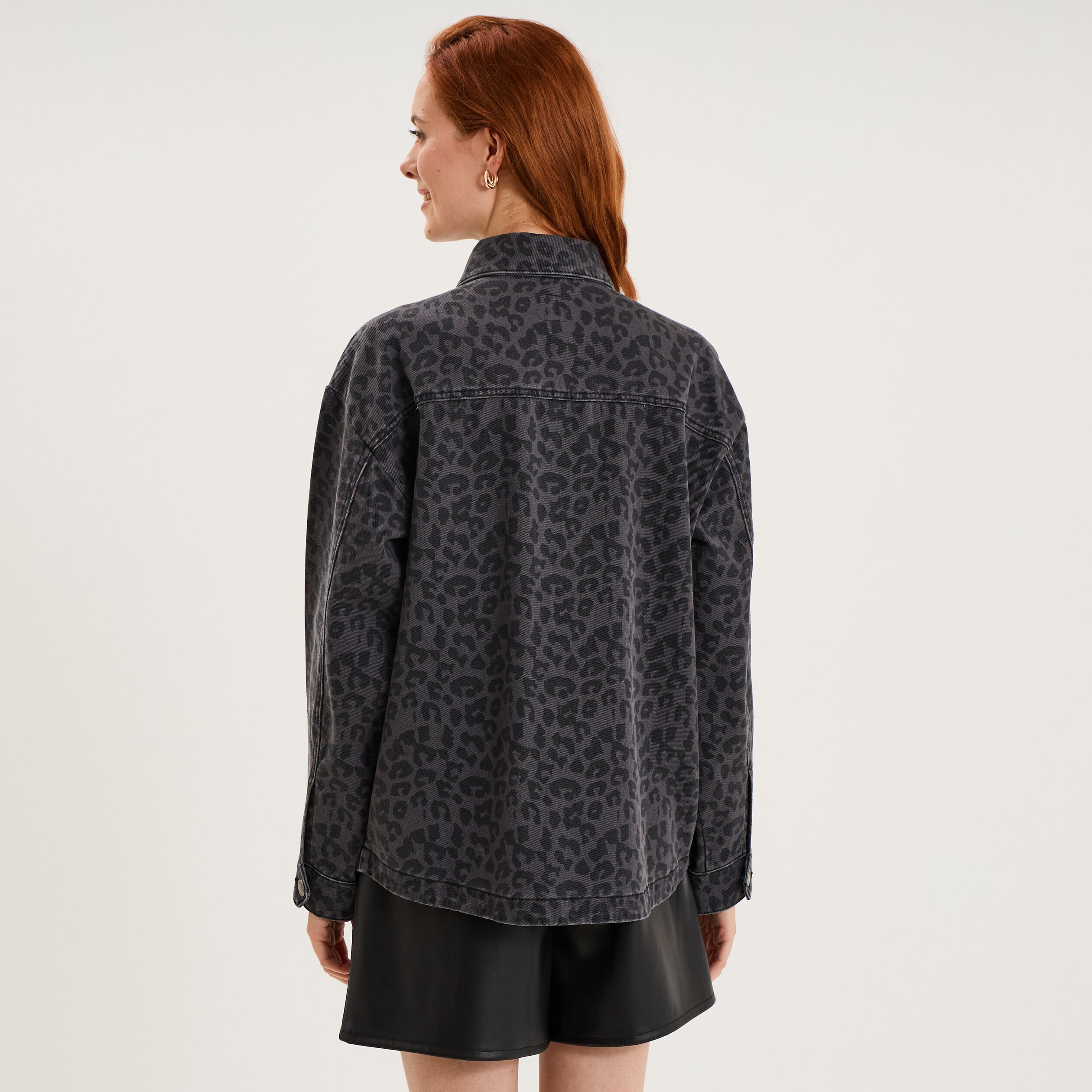 Surchemise en jean coton denim gris femme