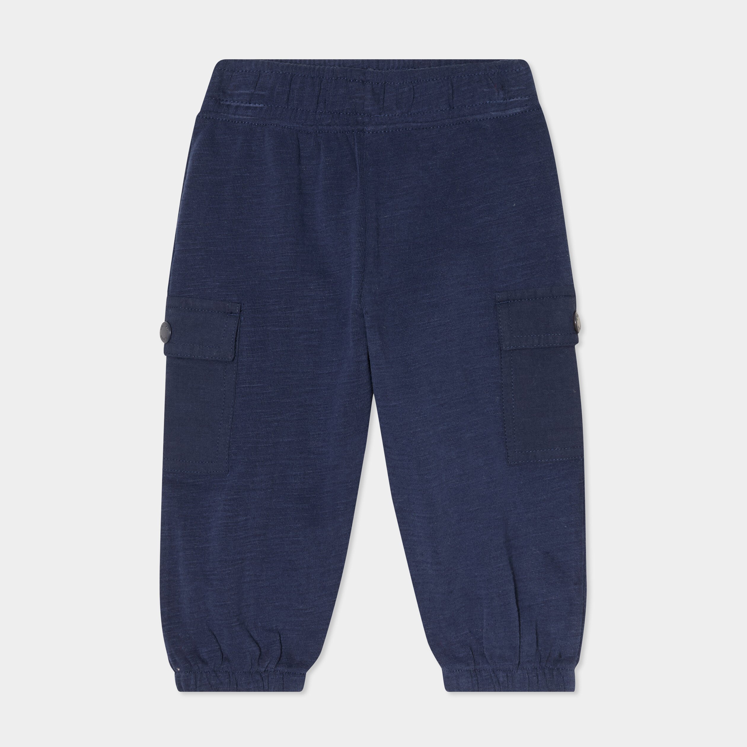 pantalon battle taille elastiquee coton bleu marine bebeg Pantalon battle taille élastiquée coton bleu marine bébé garçon