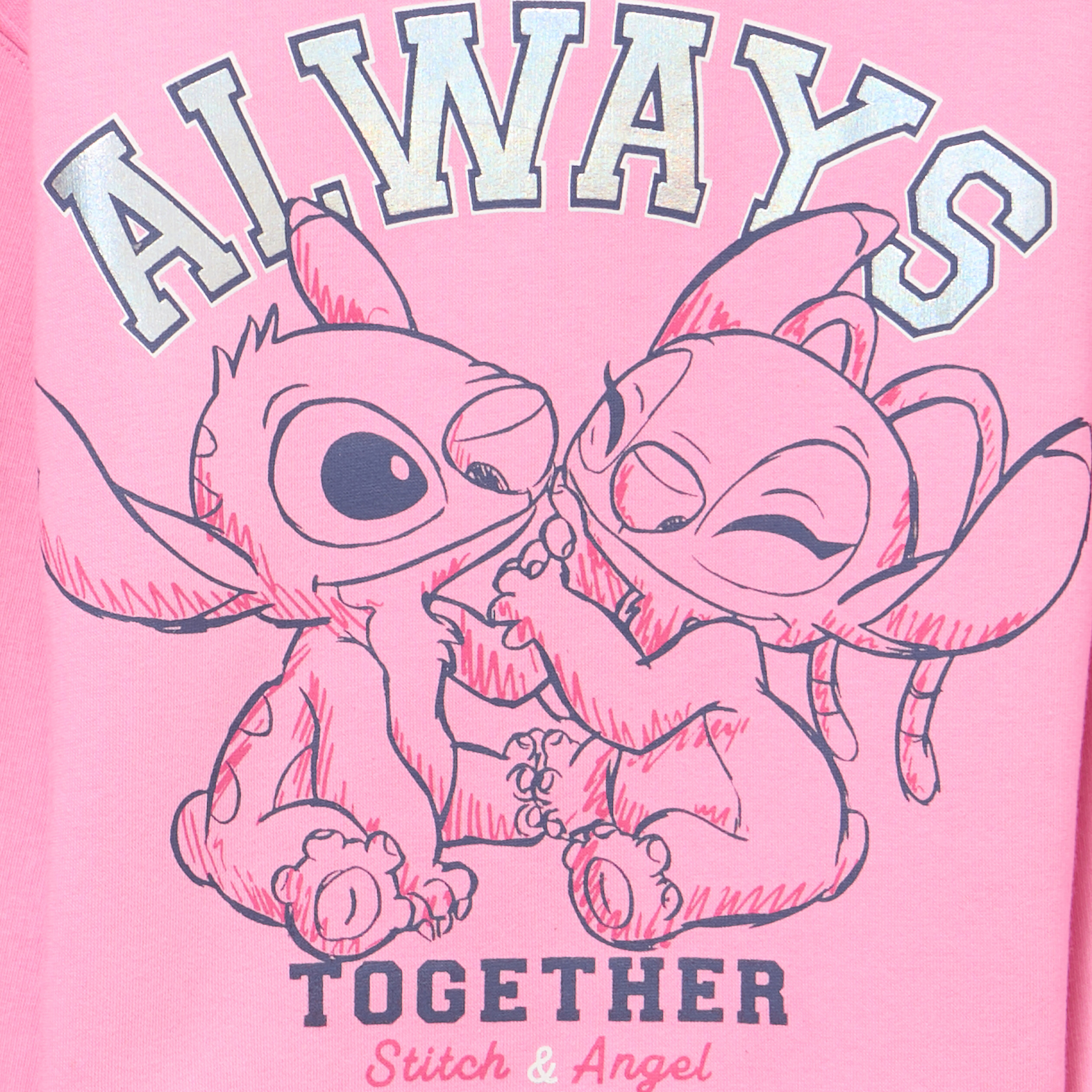 Sweat col rond manches longues Stitch rose fille