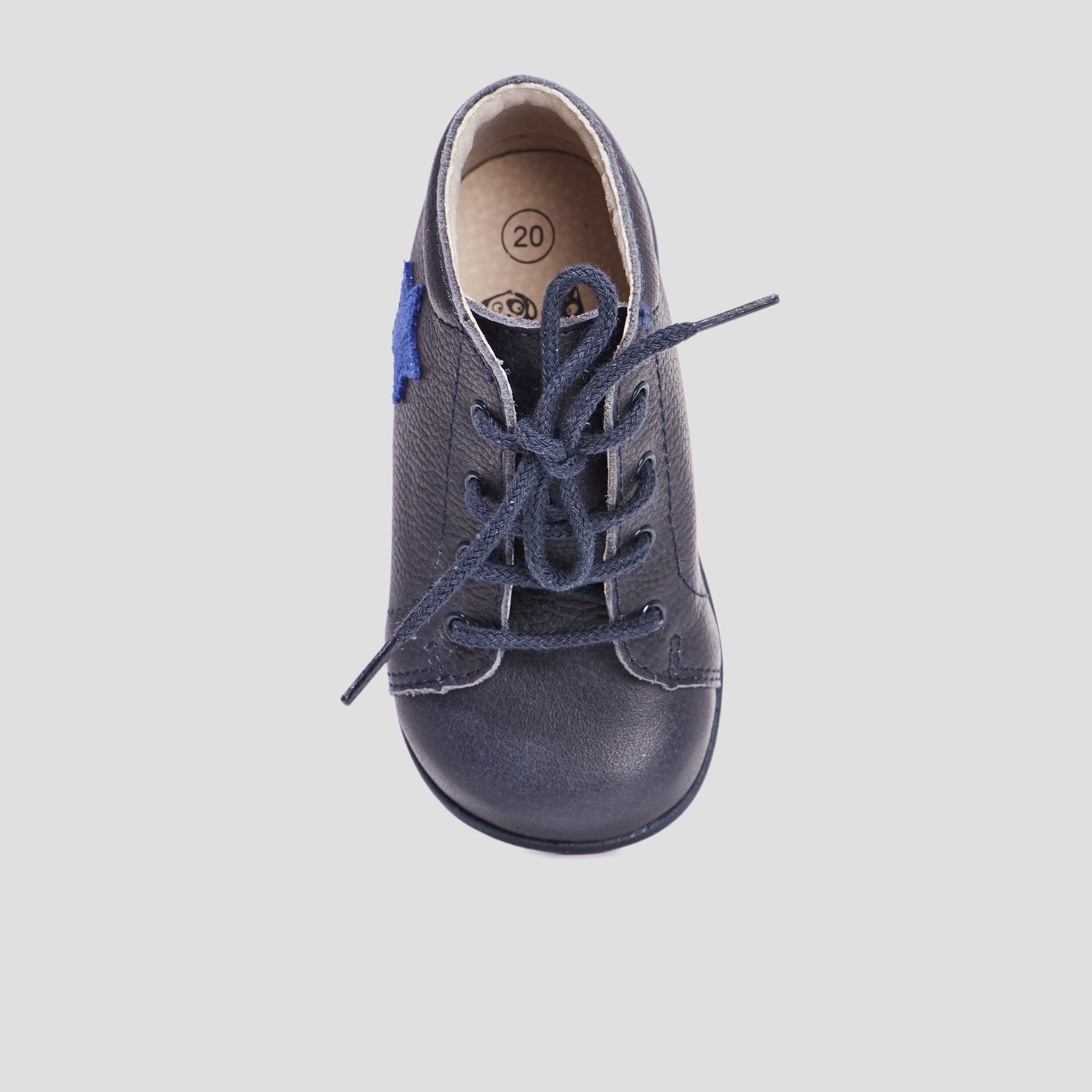 Bottillons à lacets en cuir bleu marine bébé garçon