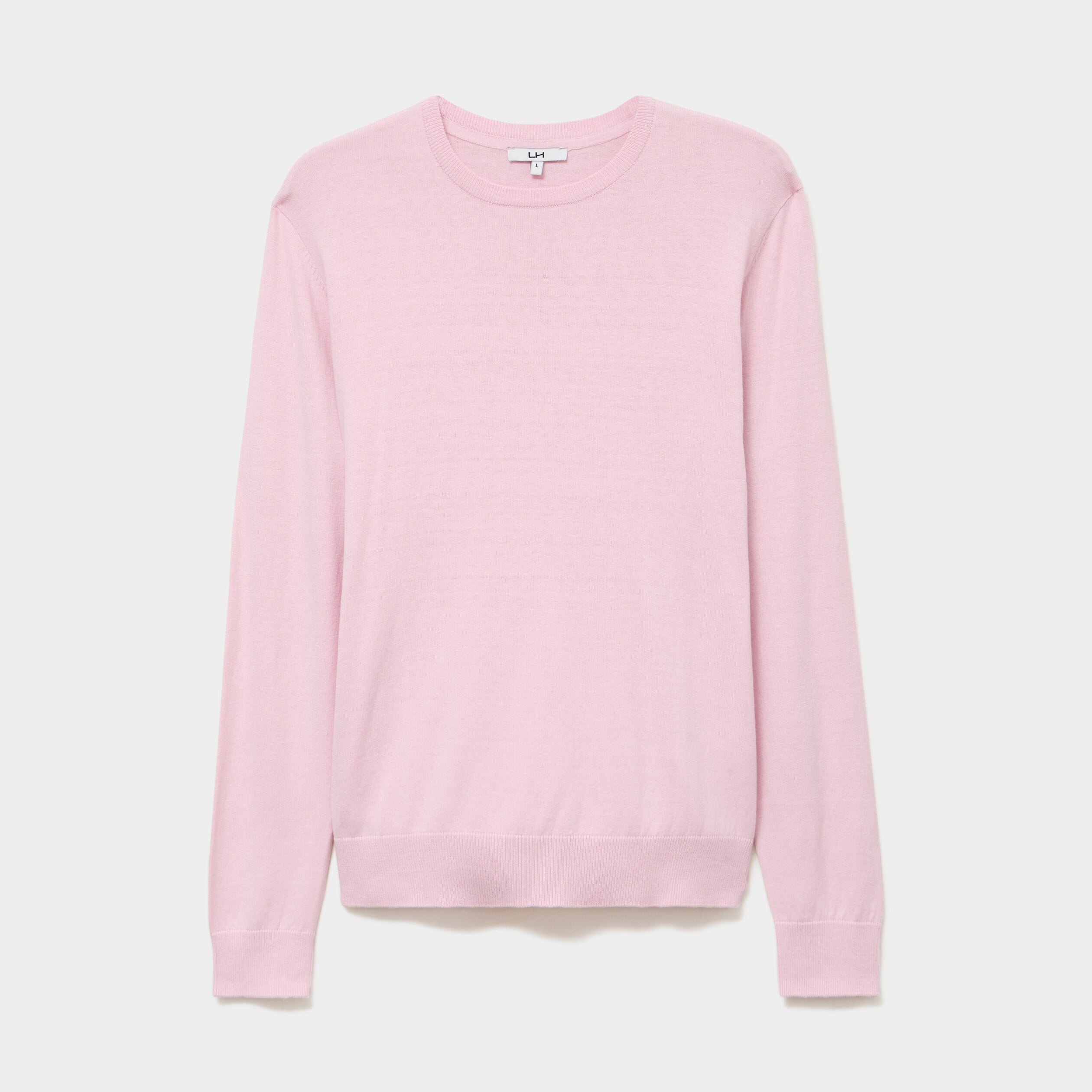 Pull droit col rond coton m&eacute;lang&eacute; rose pastel homme