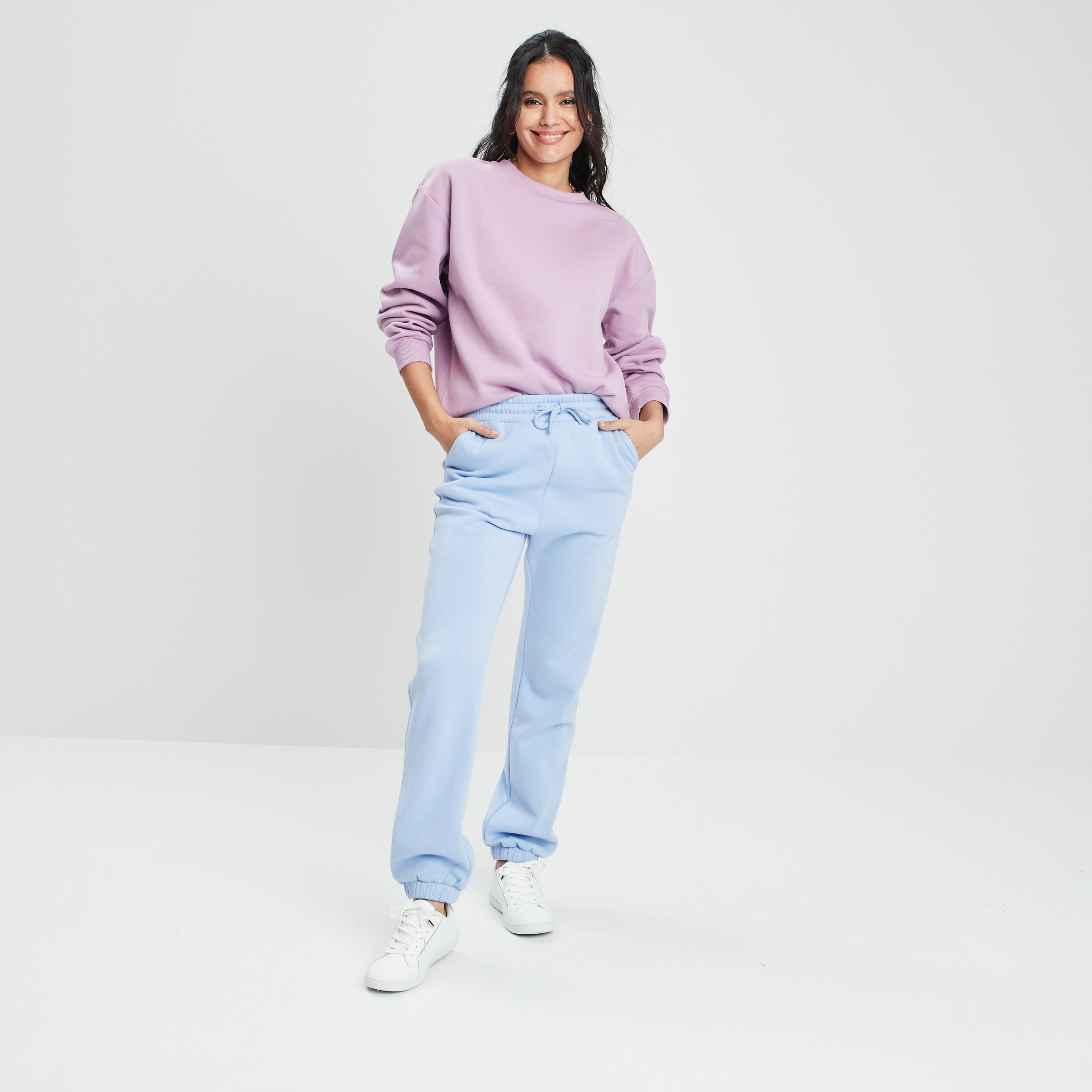 Pantalon jogging droit molleton bleu pastel femme La Halle