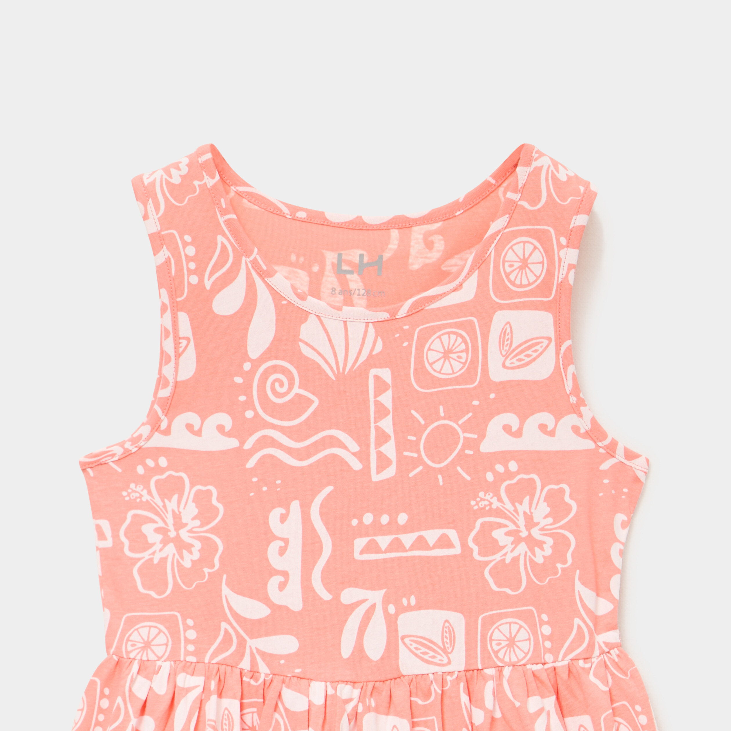 Robe patineuse sans manches coton orange fille