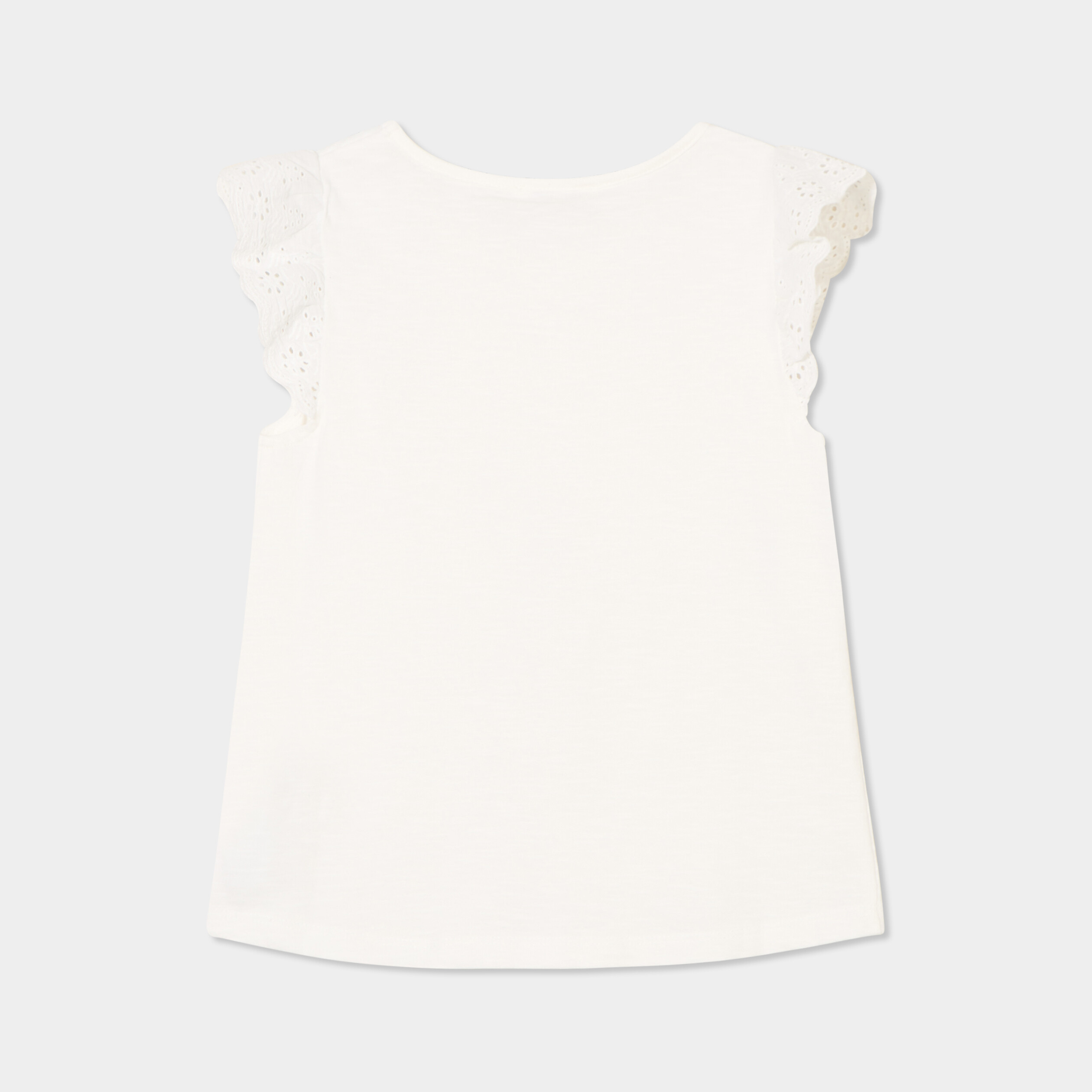 t shirt manches broderie anglaise ivoire fille T-shirt manches broderie anglaise ivoire fille