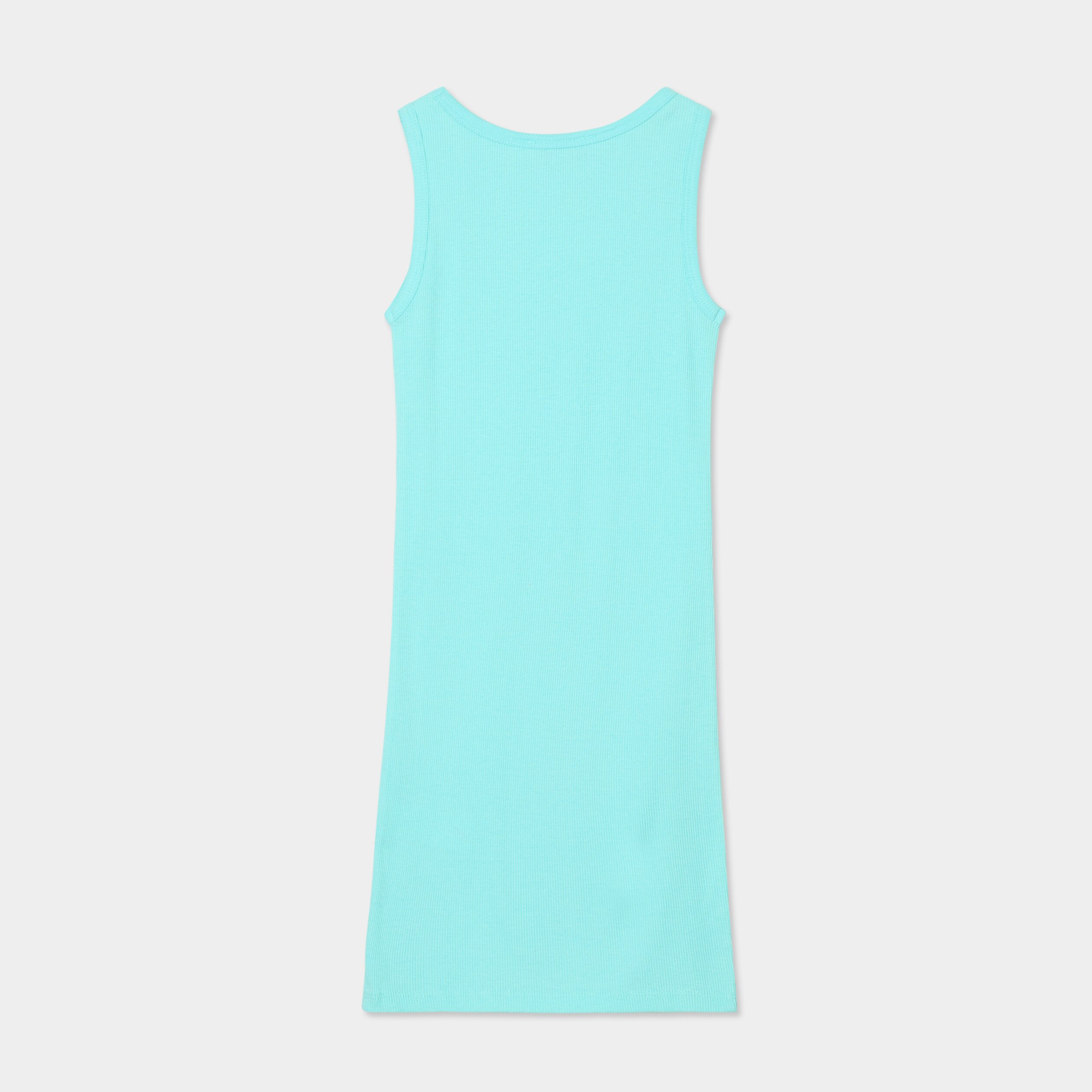 robe maille cotelee sans manches coton bleu turquoise fille Robe maille côtelée sans manches coton bleu turquoise fille
