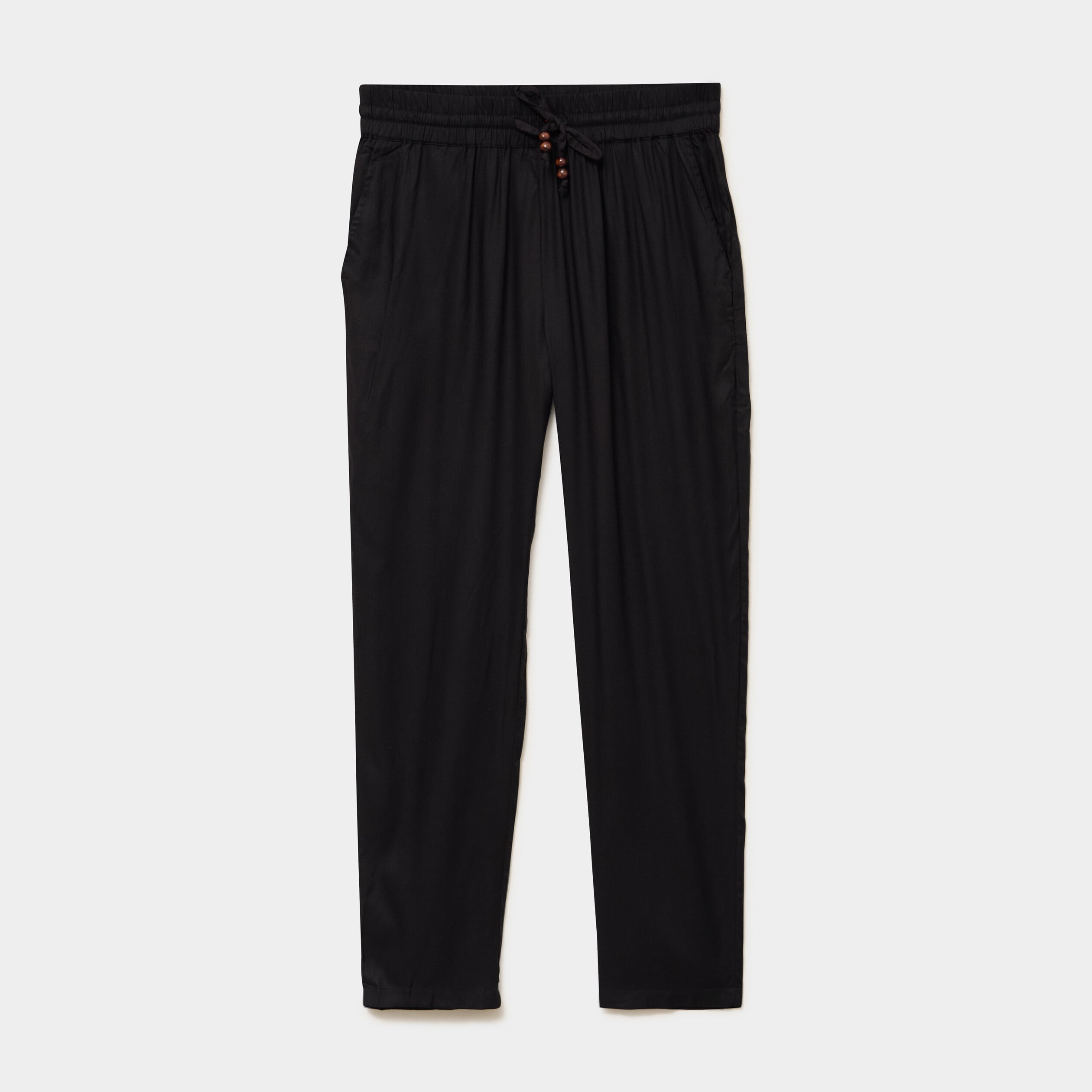 Pantalon cigarette fluide &agrave; ceinture noir femme