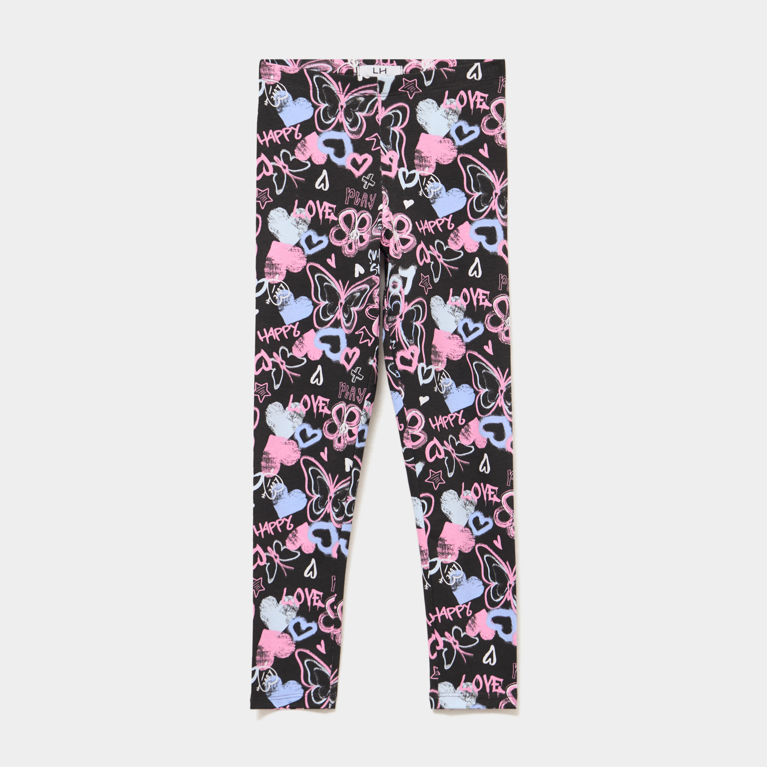 Legging taille &eacute;lastiqu&eacute;e coton noir fille