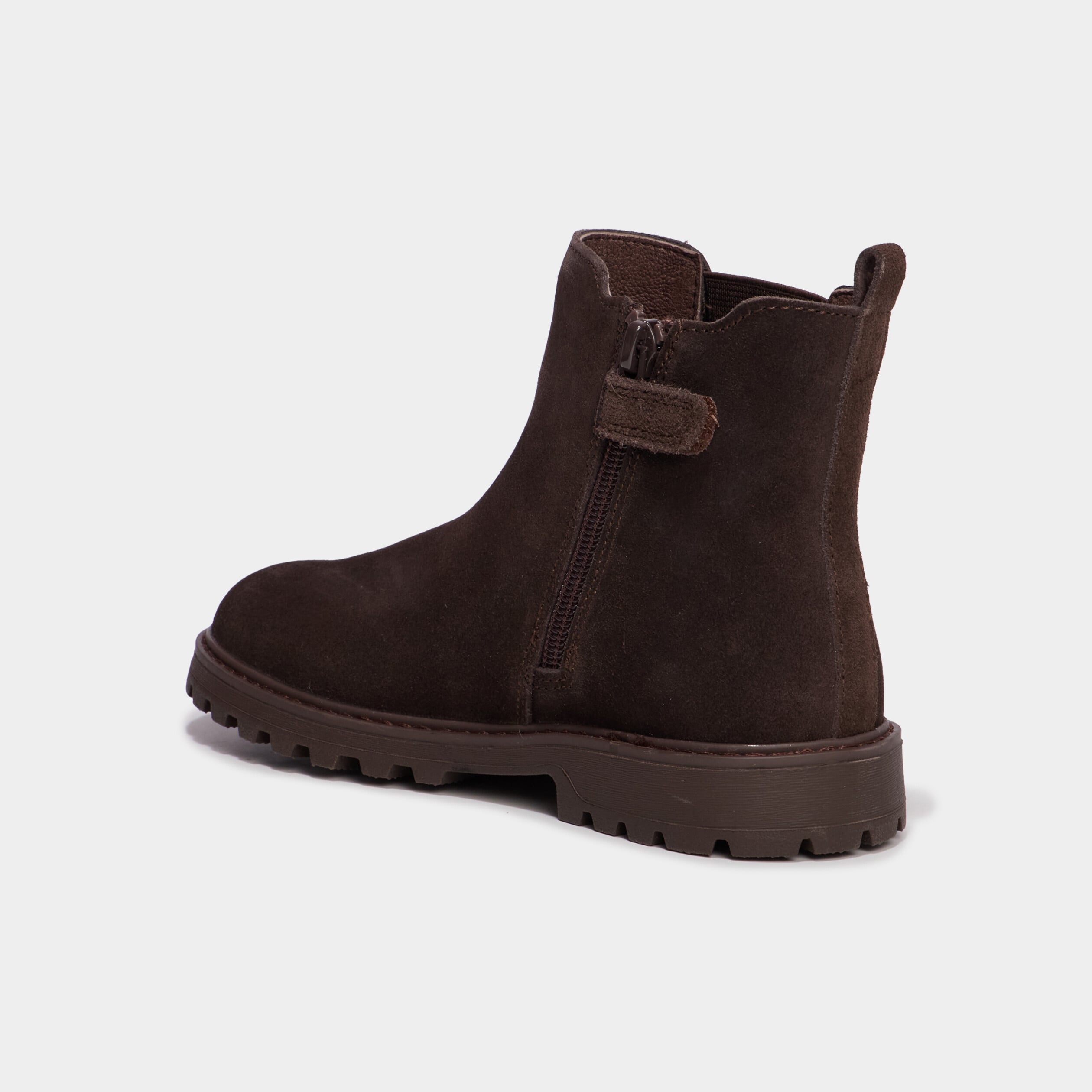 Boots chelsea cuir effet su&eacute;dine marron gar&ccedil;on