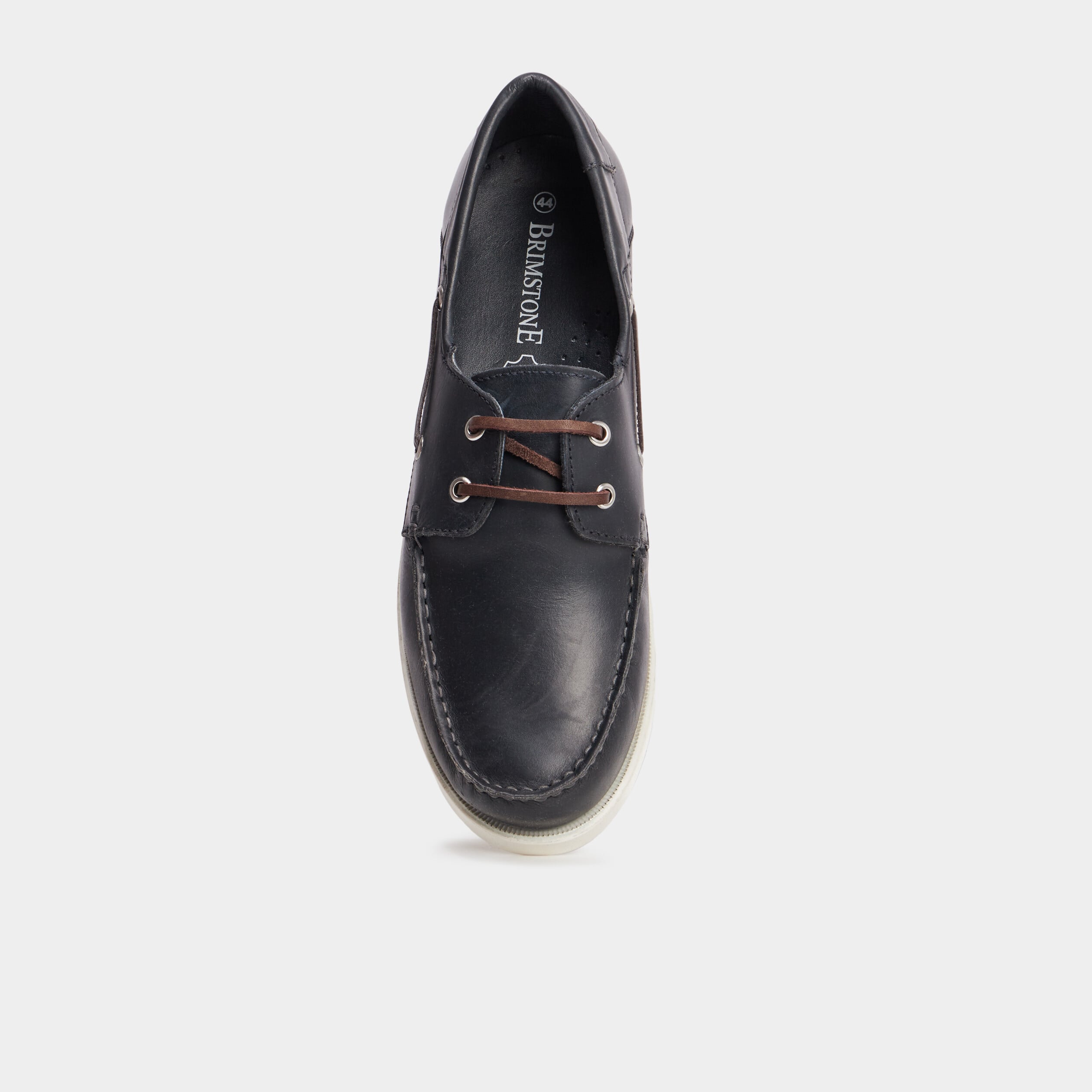 Chaussures bateau en cuir bleu marine homme