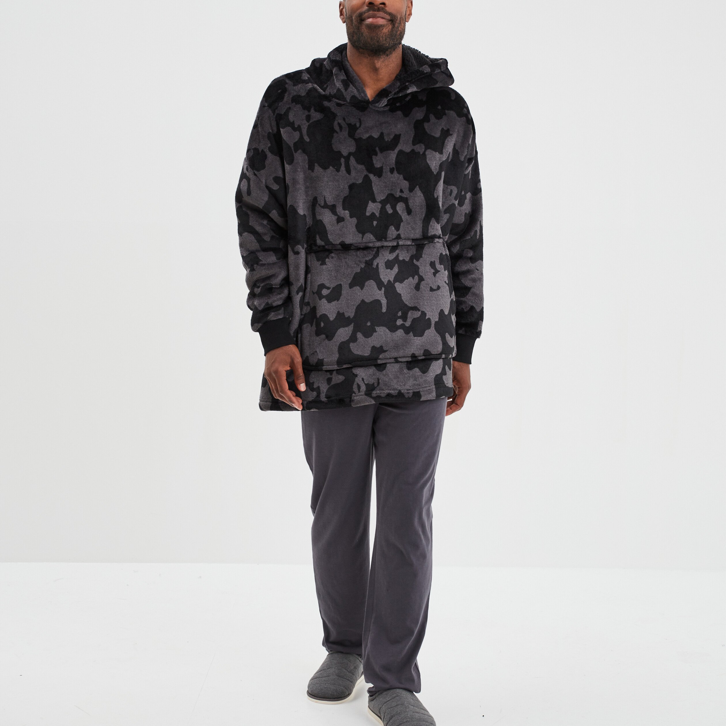 Sweat de pyjama oversize effet velours noir homme
