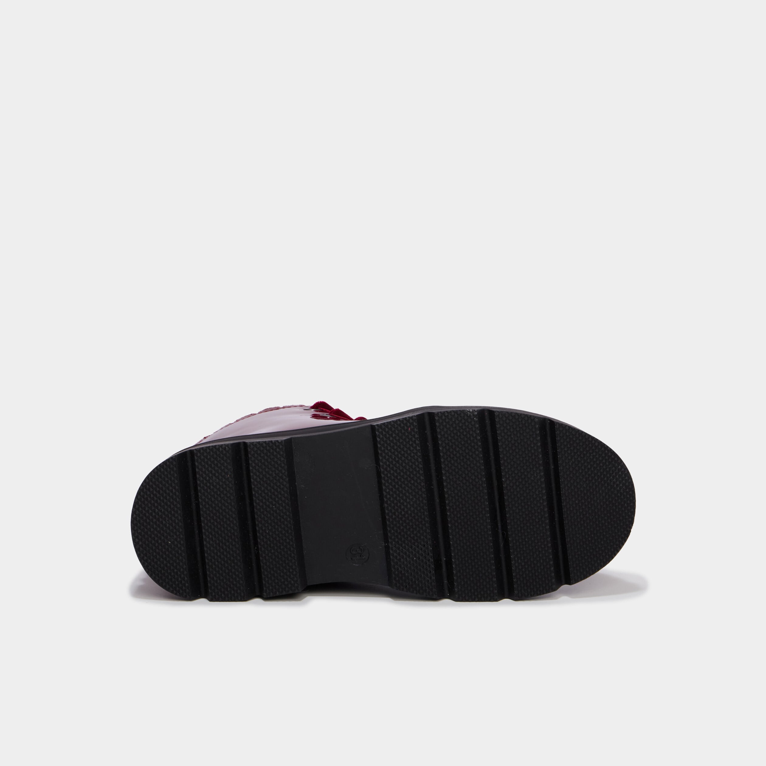 Boots crant&eacute;es vernies bordeaux fille