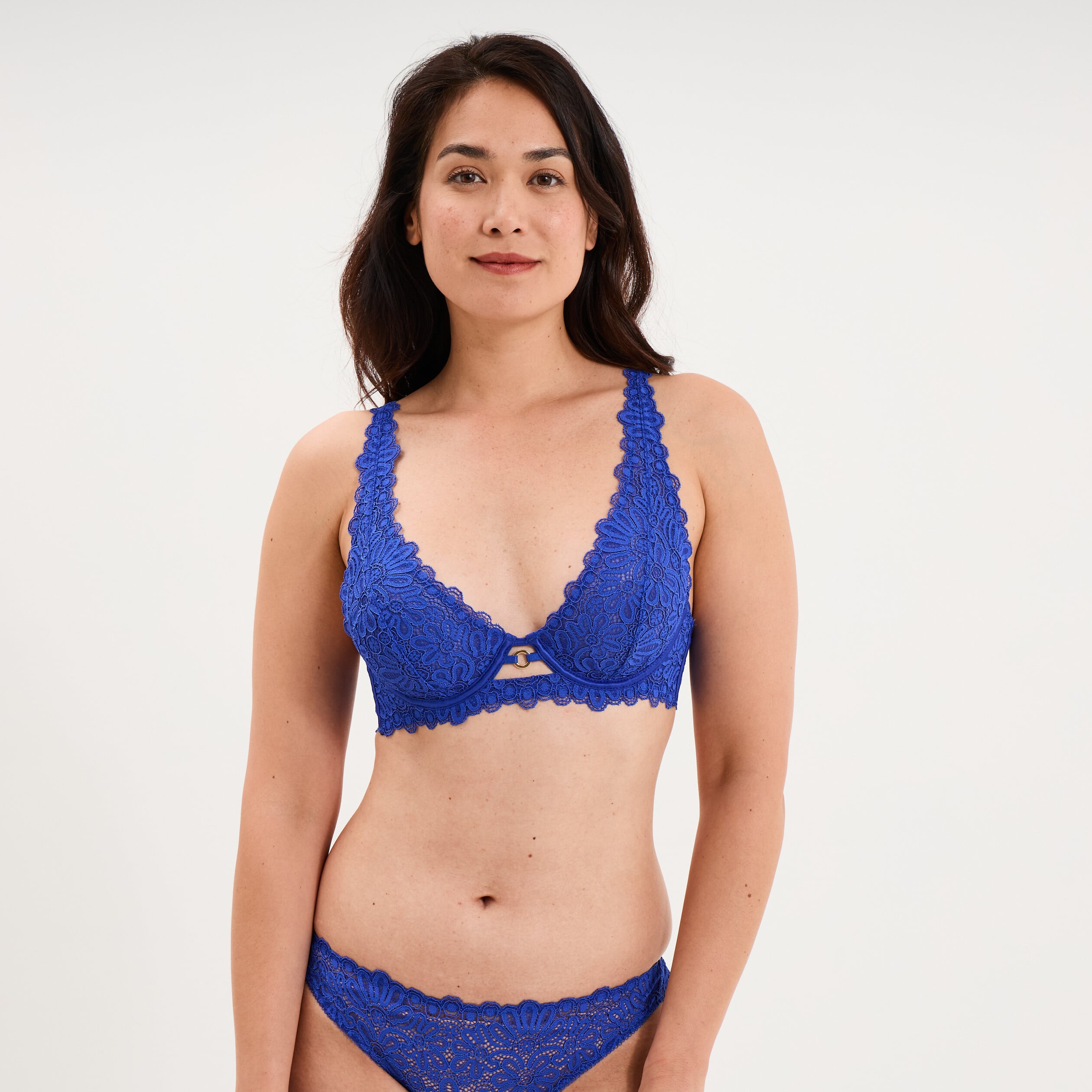 Soutien-gorge foulard dentelle bleu electrique femme