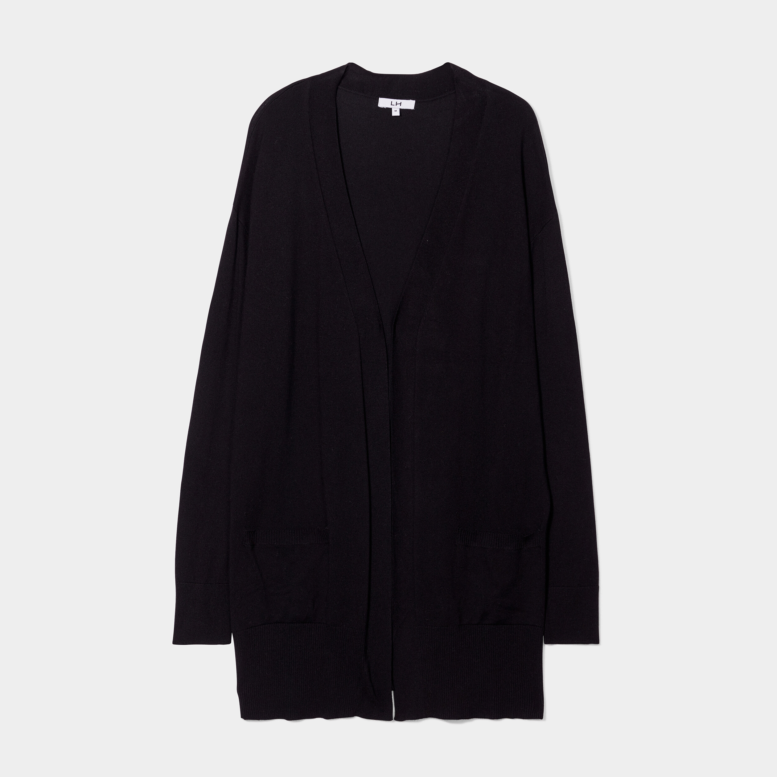 Gilet mi-long manches longues noir femme