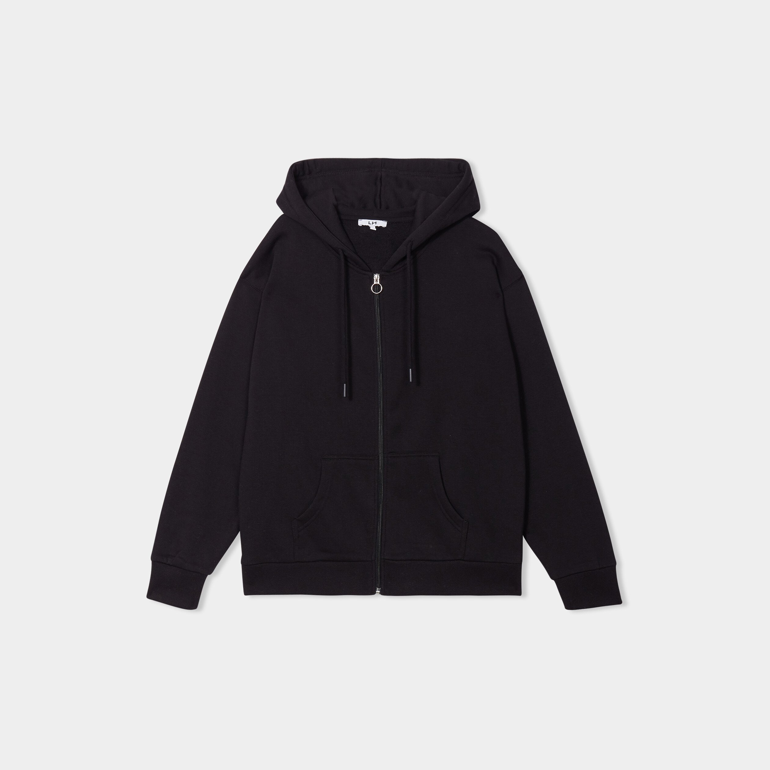 sweat zippe a capuche molleton noir femme Sweat zippé à capuche molleton noir femme