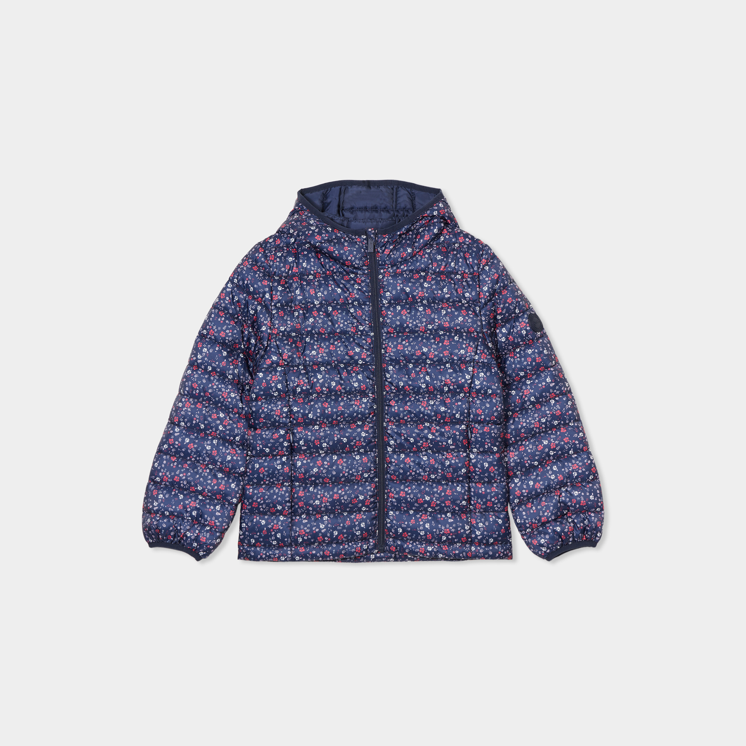 Doudoune légère zippée à capuche bleu marine fille La Halle