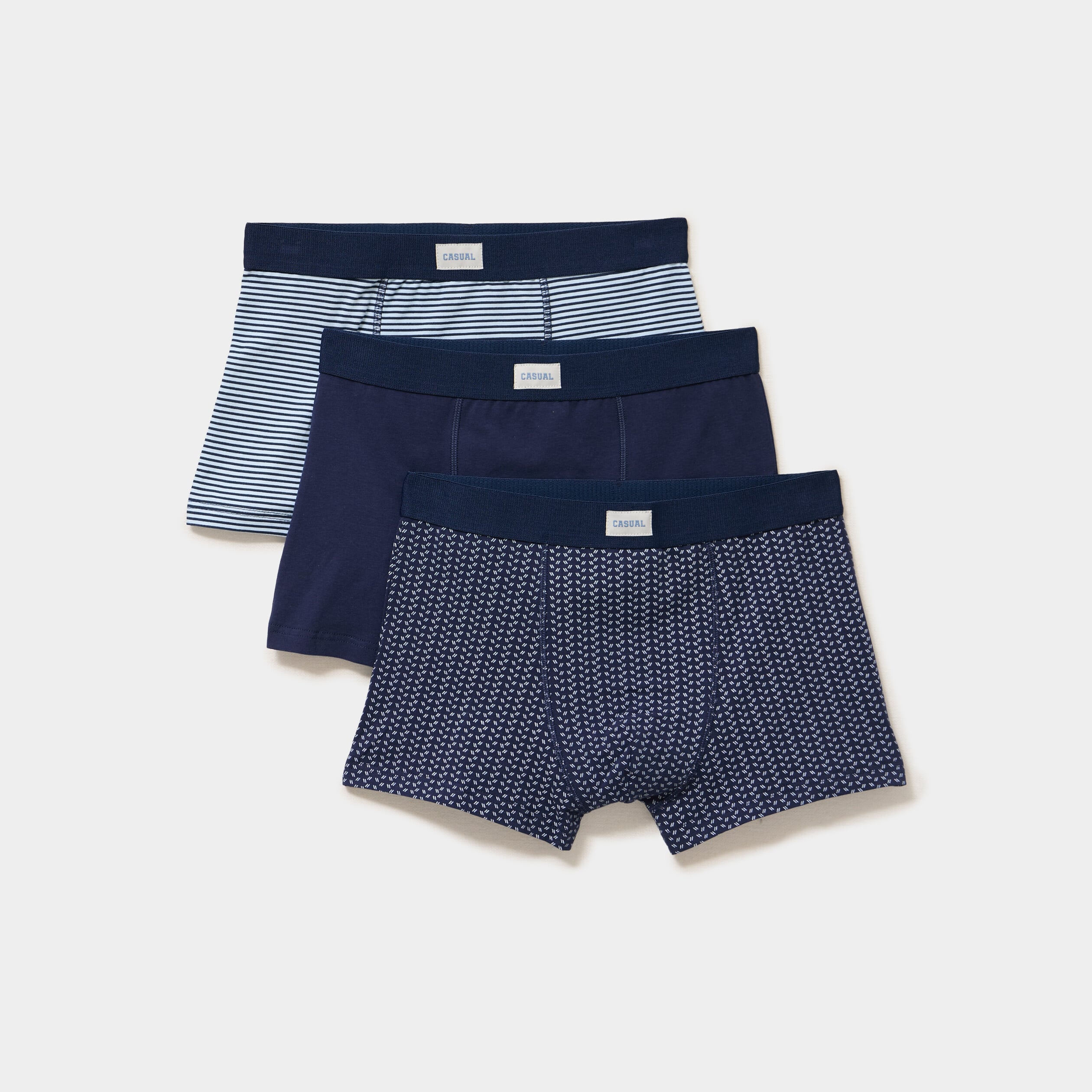 Lot 3 boxers coton stretch bleu marine homme