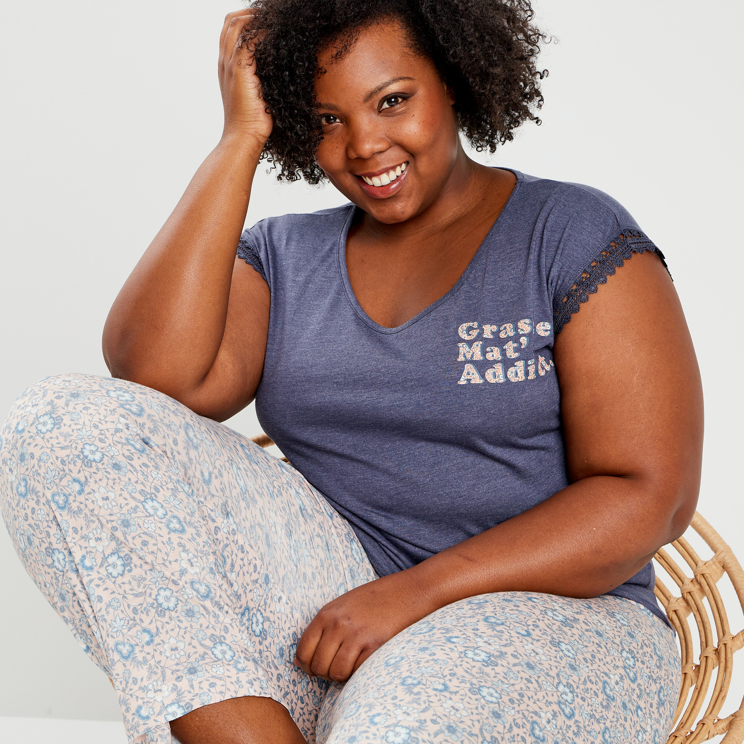 Pyjama femme grande on sale taille la halle