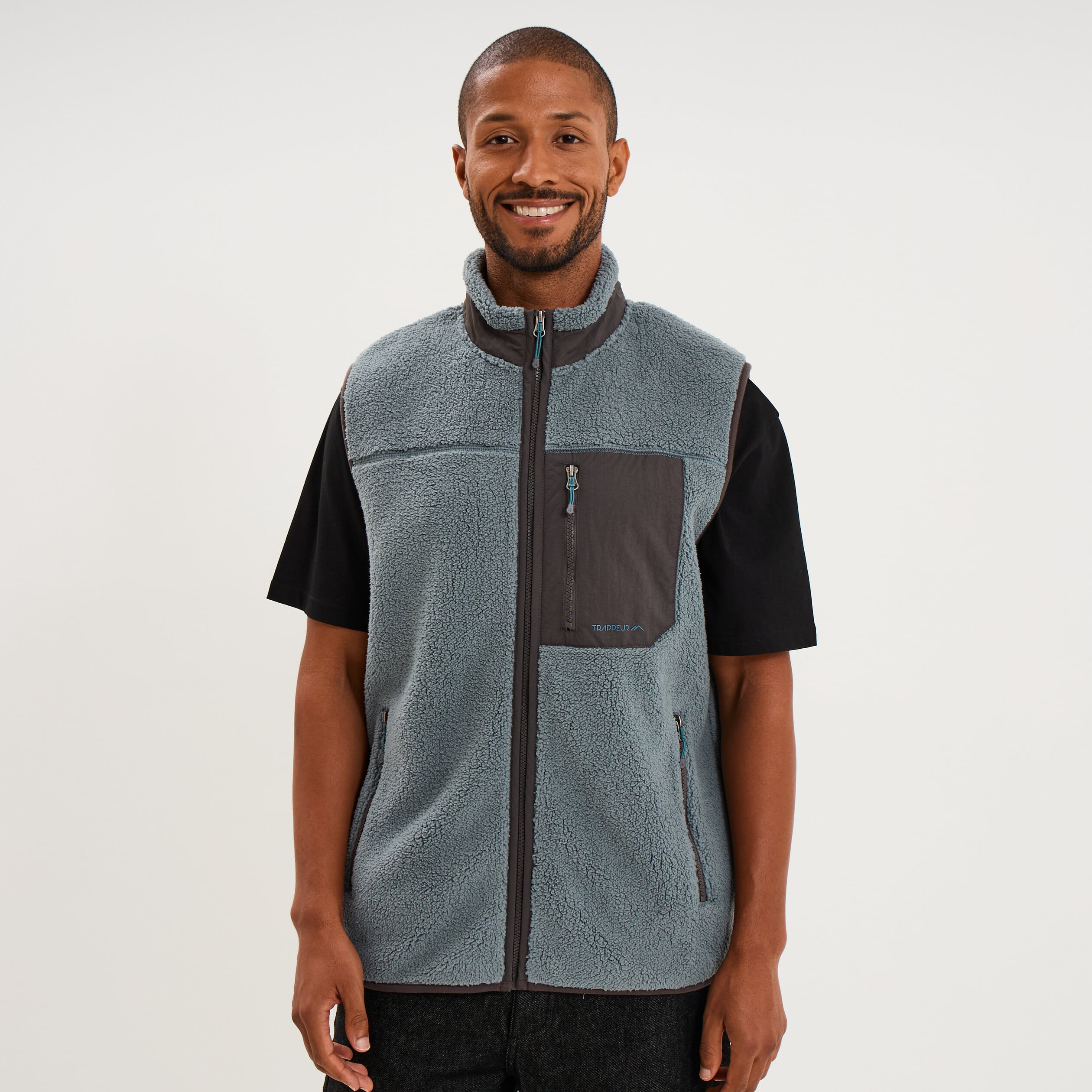 Gilet effet polaire sans manches bleu gris homme