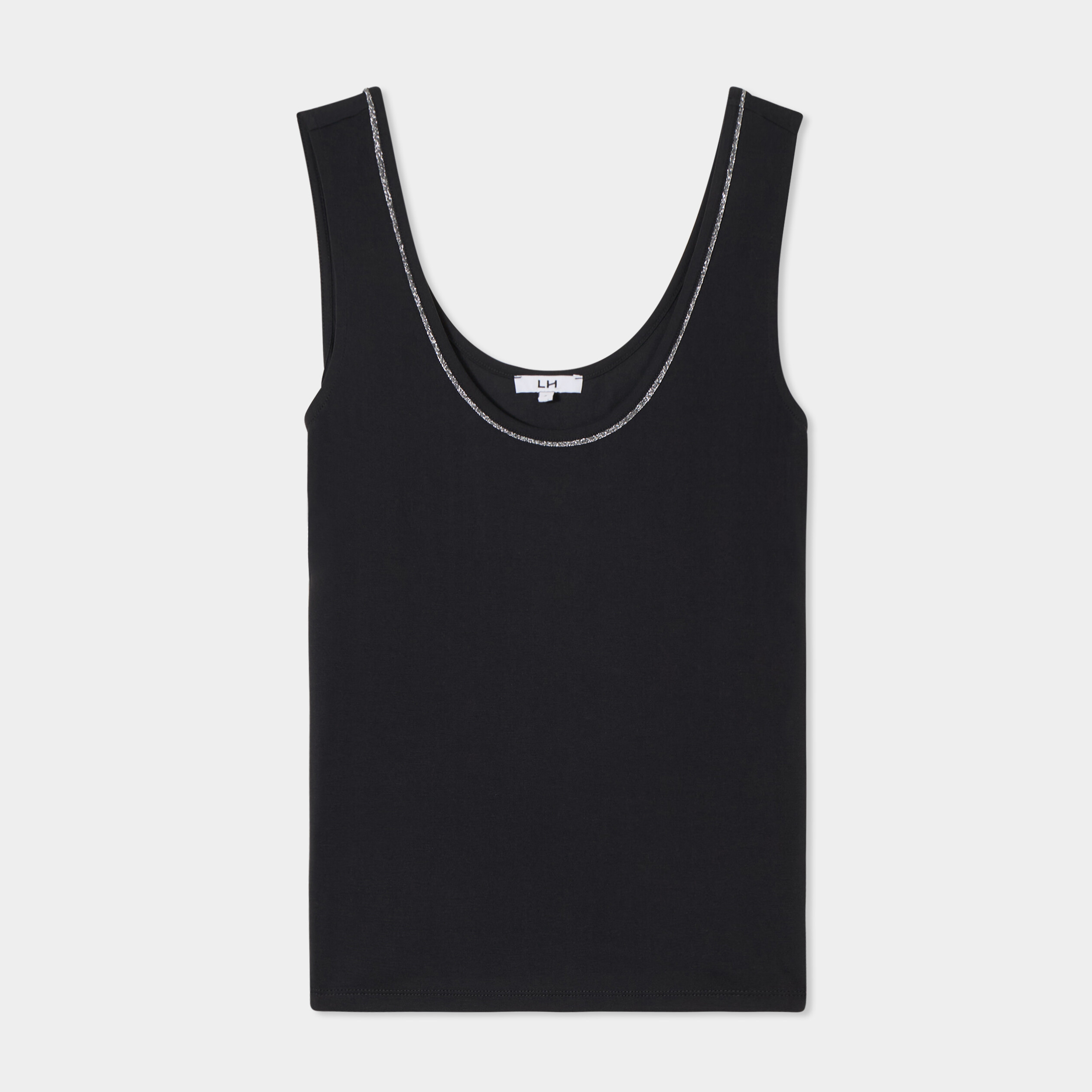 debardeur col u sans manches noir femme Débardeur col U sans manches noir femme