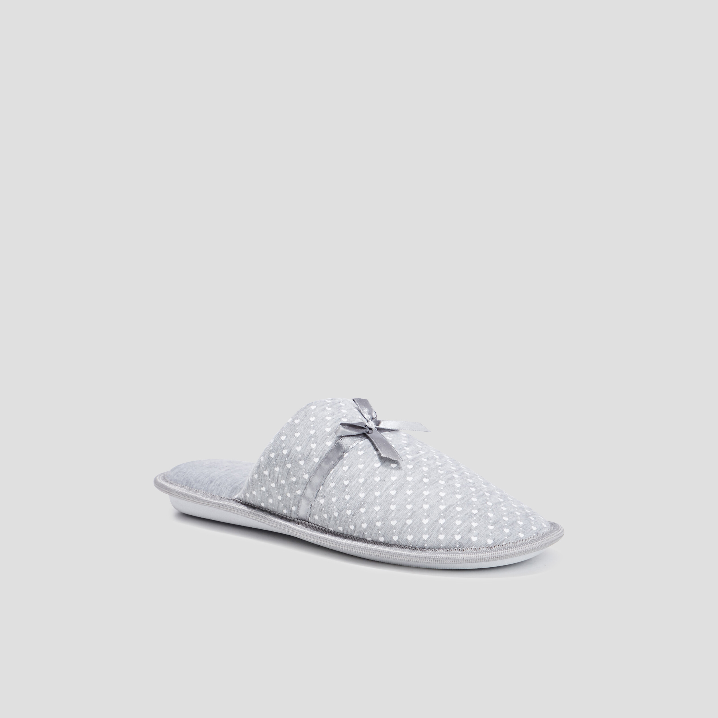 chaussons mules petits coeurs gris femme Chaussons mules petits coeurs gris femme